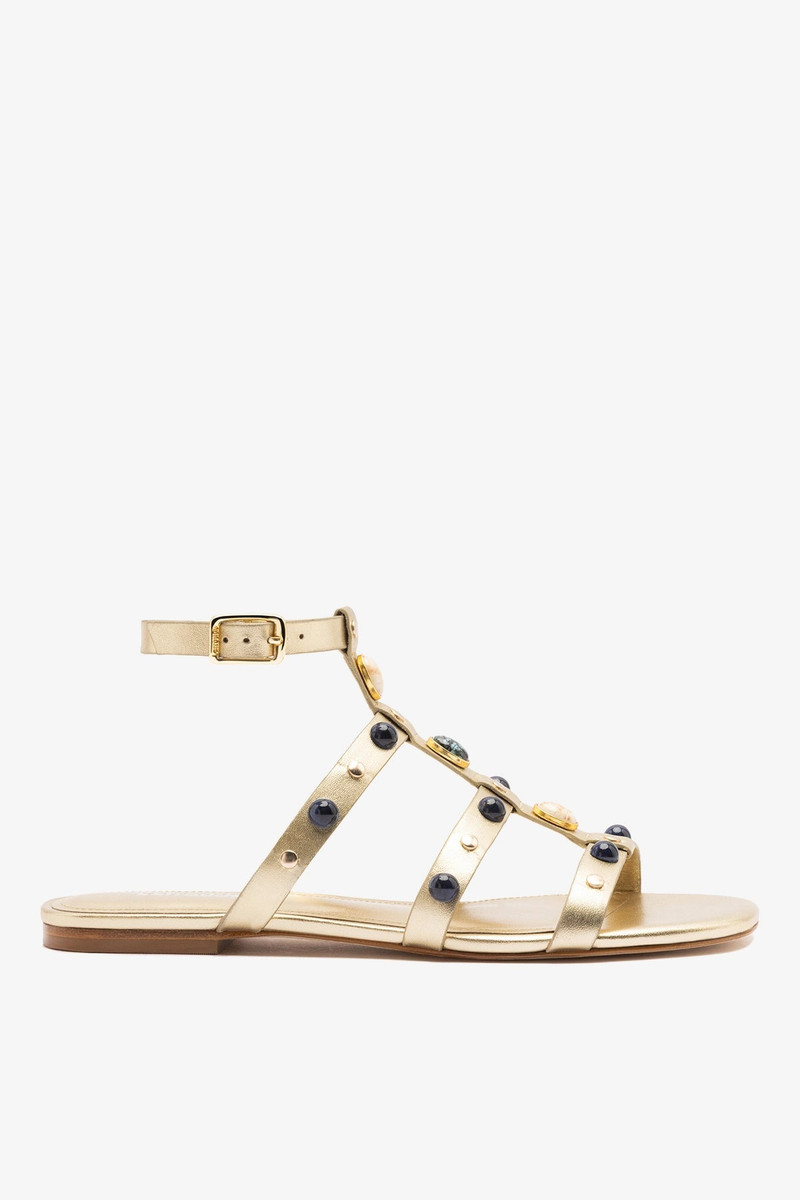 Amalfi Flat Sandal Platina Leather 1