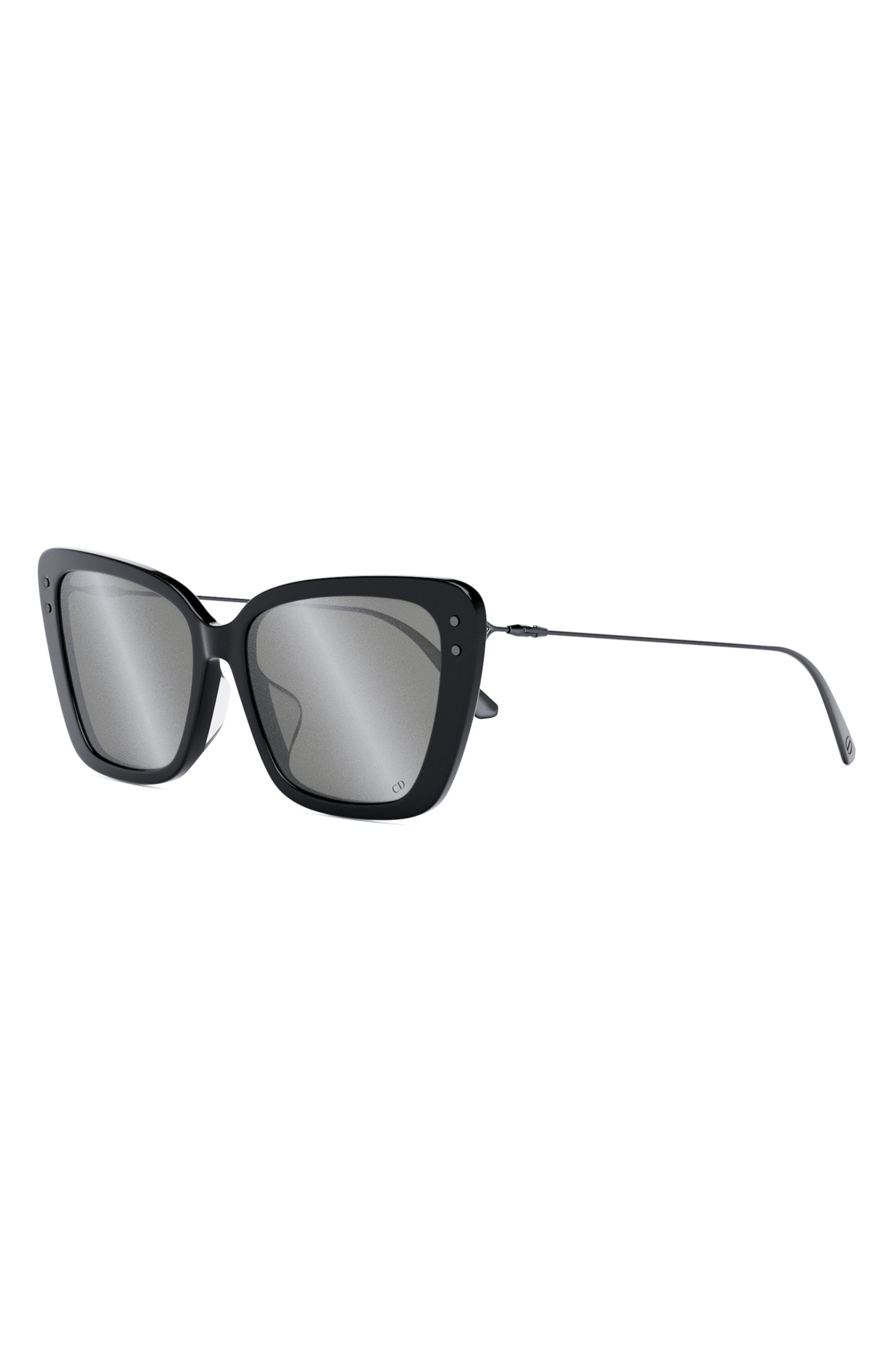 MissDior B5I 54mm Butterfly Sunglasses in Shiny Black /Smoke Mirror at Nordstrom - 2