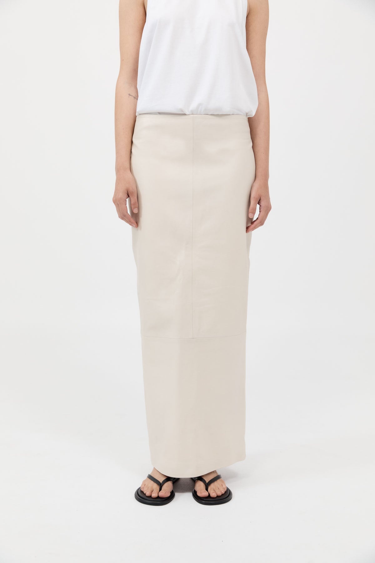 Leather Column Skirt - Tofu - 4