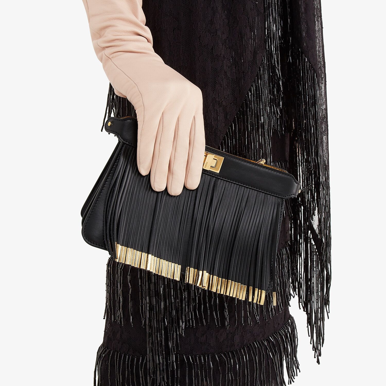 Black leather bag with fringes - 2