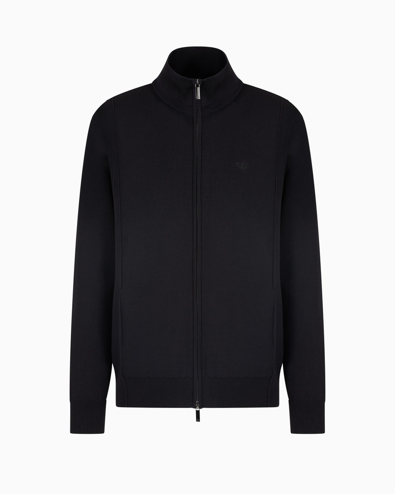 PLAIN-KNIT FULL-ZIP CARDIGAN 1