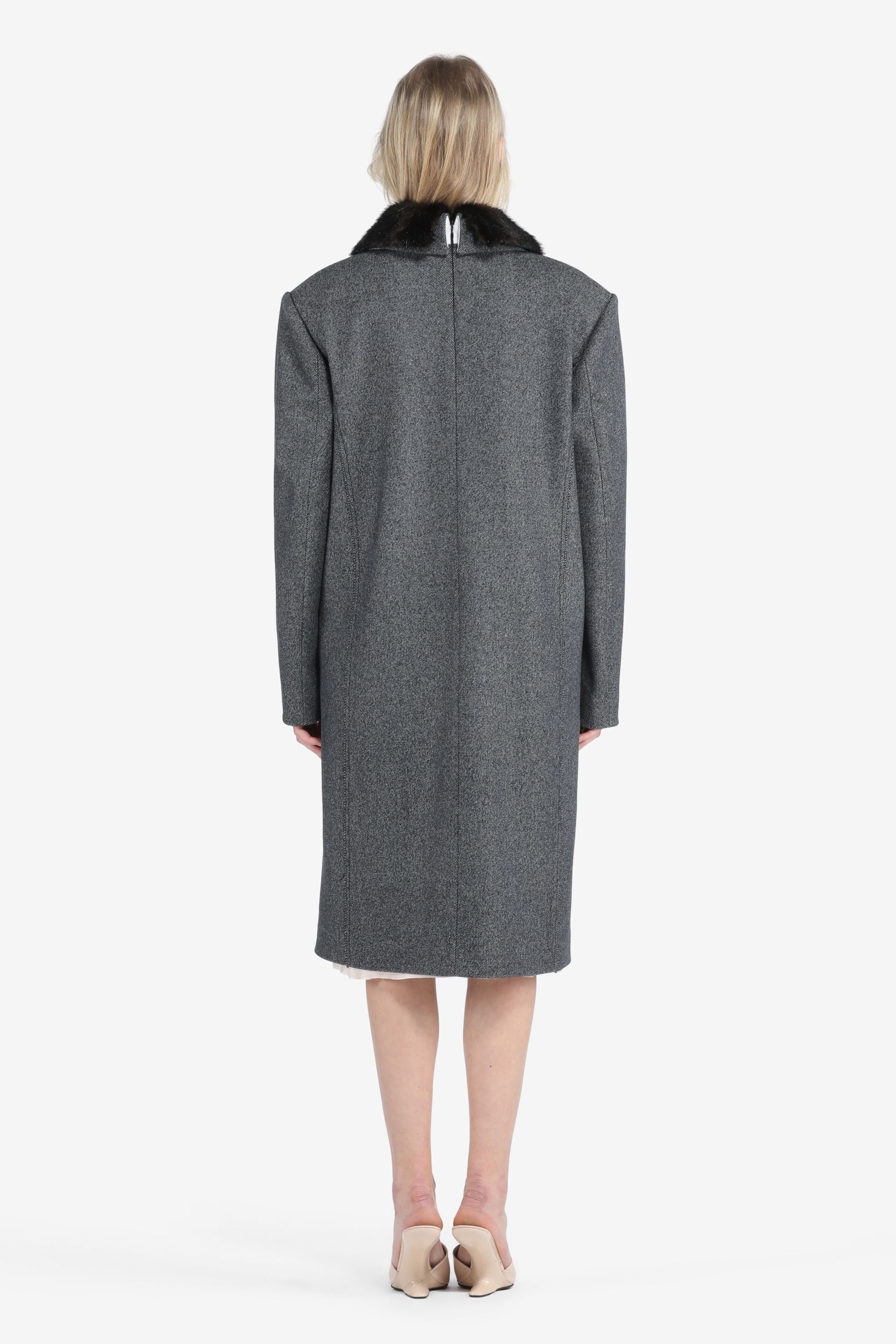 FAUX FUR-TRIM DOUBLE-BREASTED COAT - 2