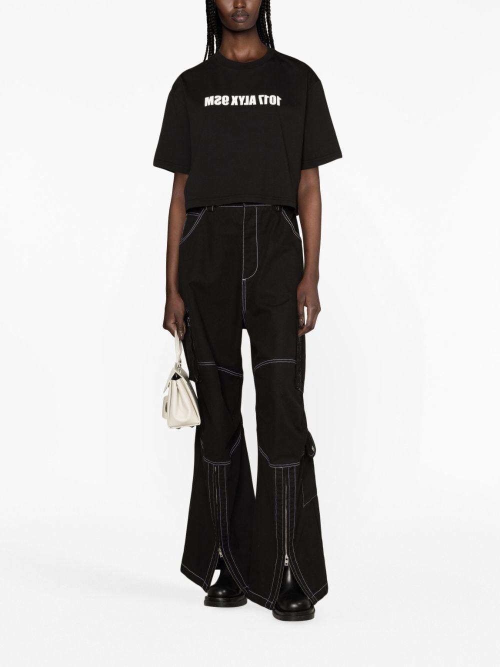 logo-print cropped cotton T-shirt - 2