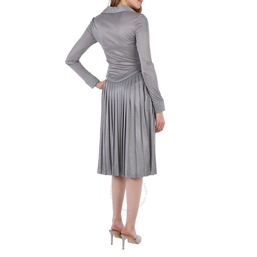 Burberry Grey Melange Marcella Pleated Jersey Corset Dress - 1