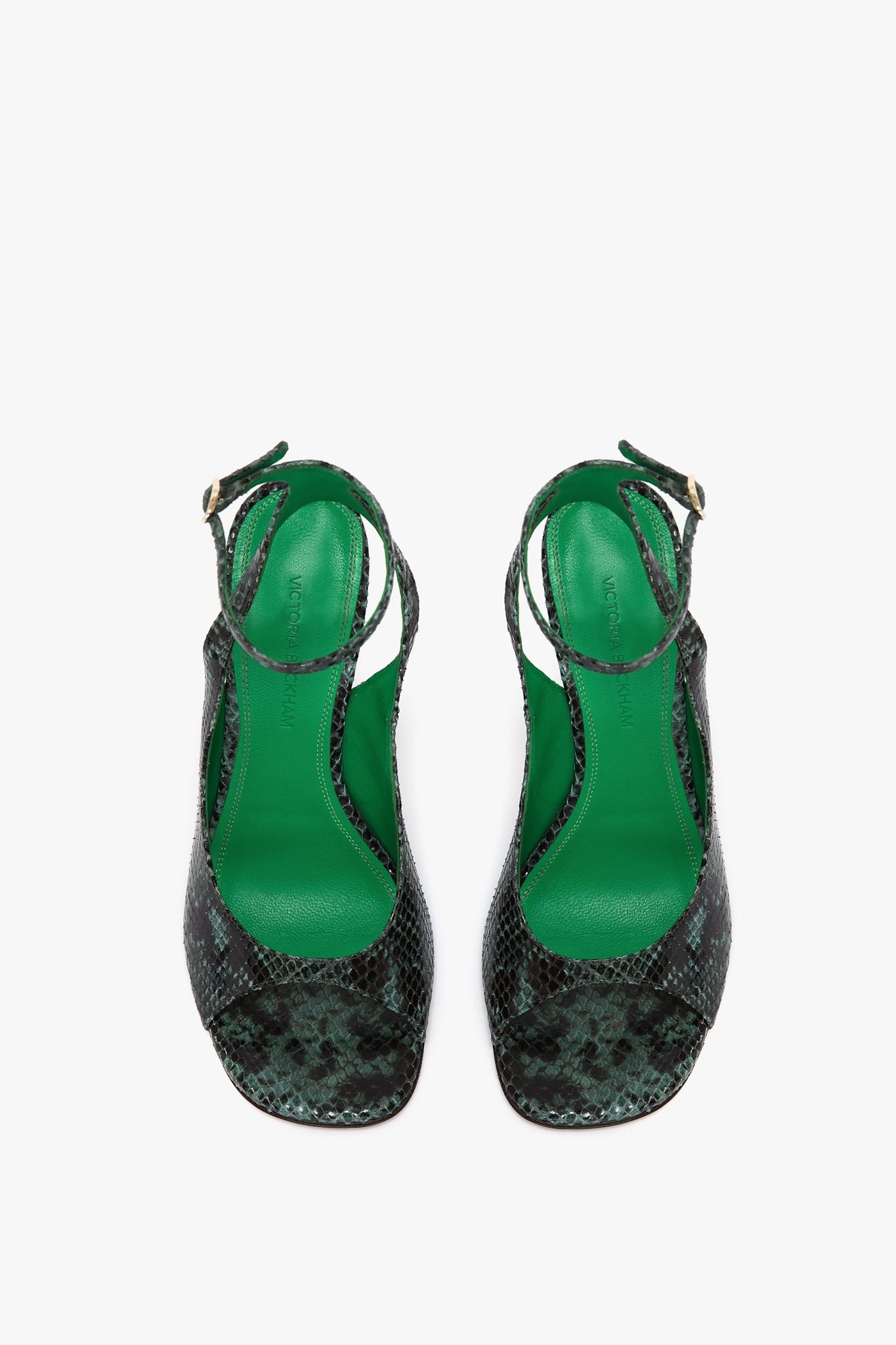 Dawn Sandal in Petrol Green Printed Snakeskin - 2