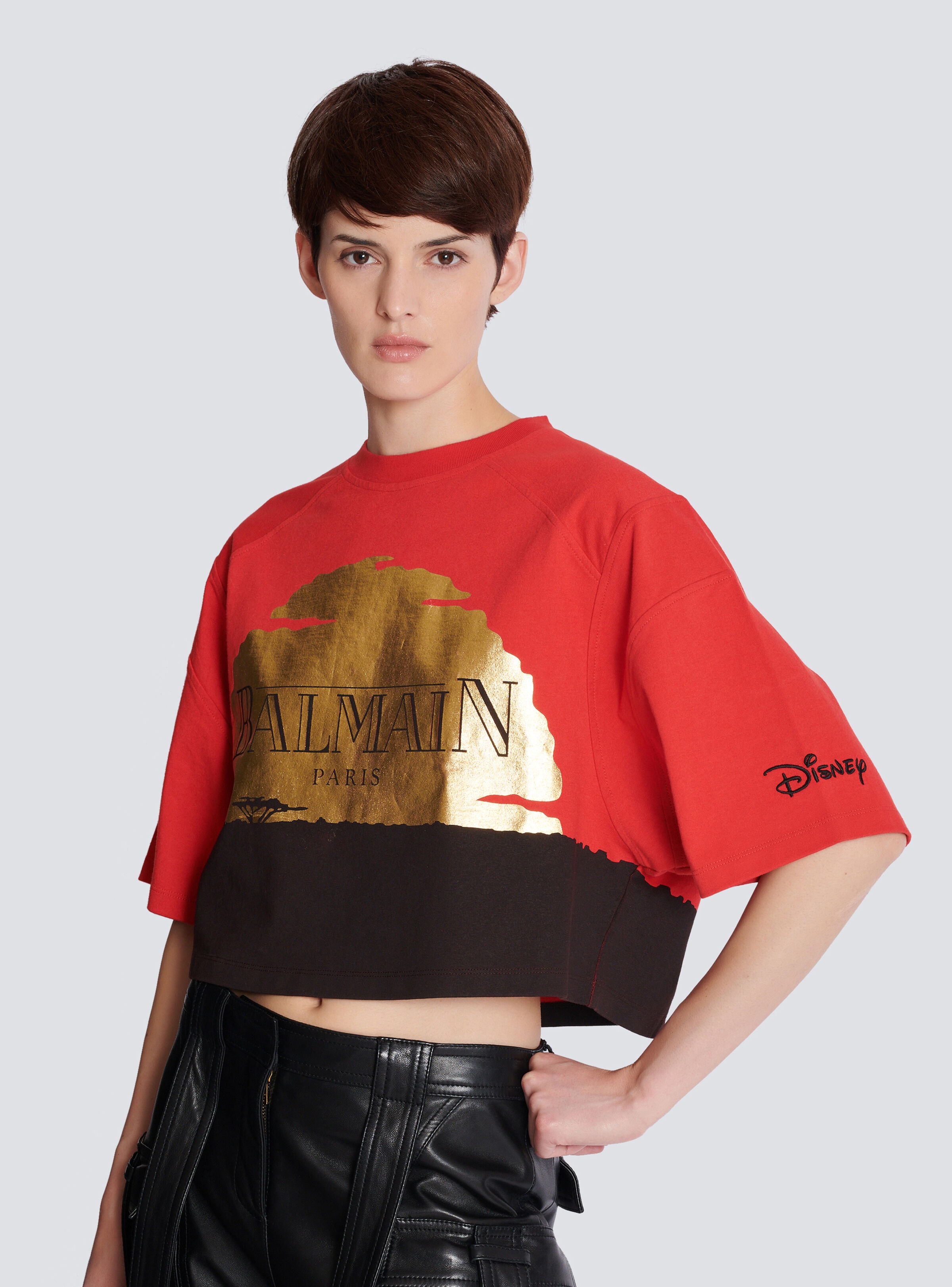 Disney x Balmain: The Lion King - Cropped T-shirt with Sunset print - 6