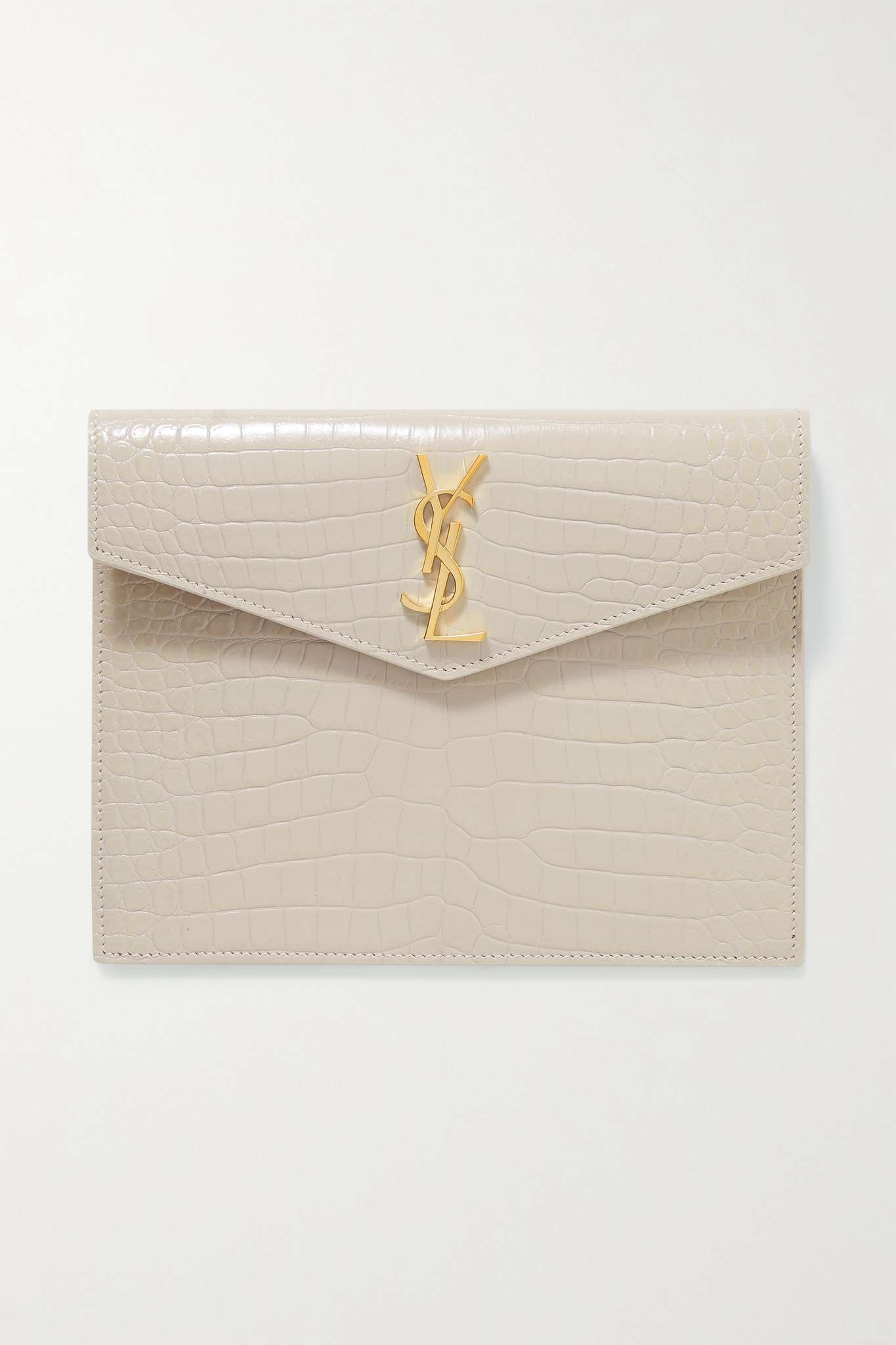 Uptown mini croc-effect leather pouch - 1