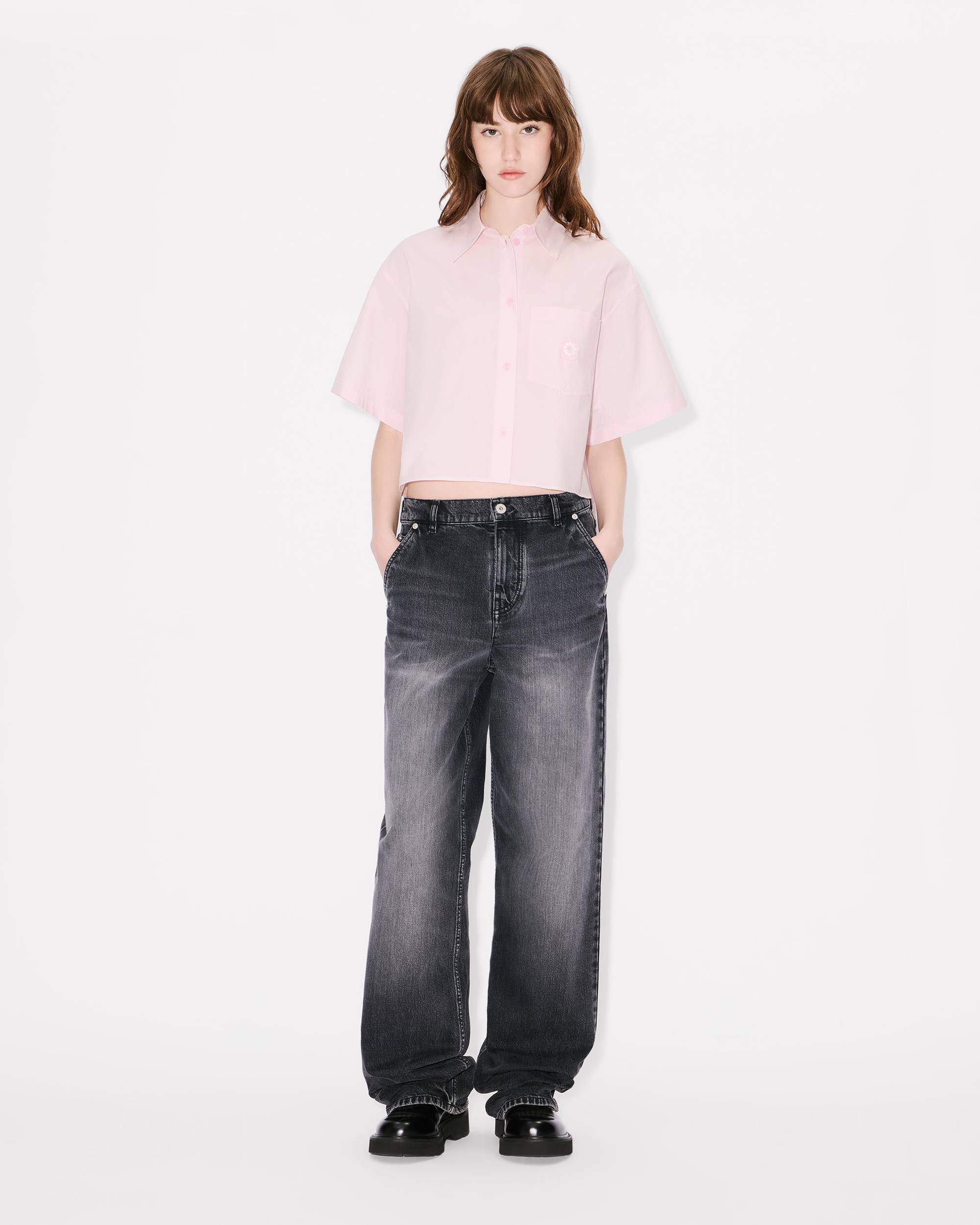 'Boke Flower 2.0' short dropped shoulders shirt in cotton poplin - 5