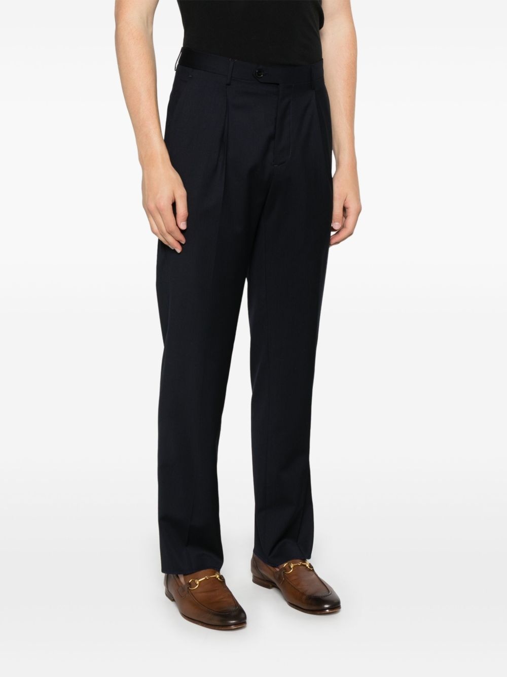 pleat-detailing wool trousers - 3