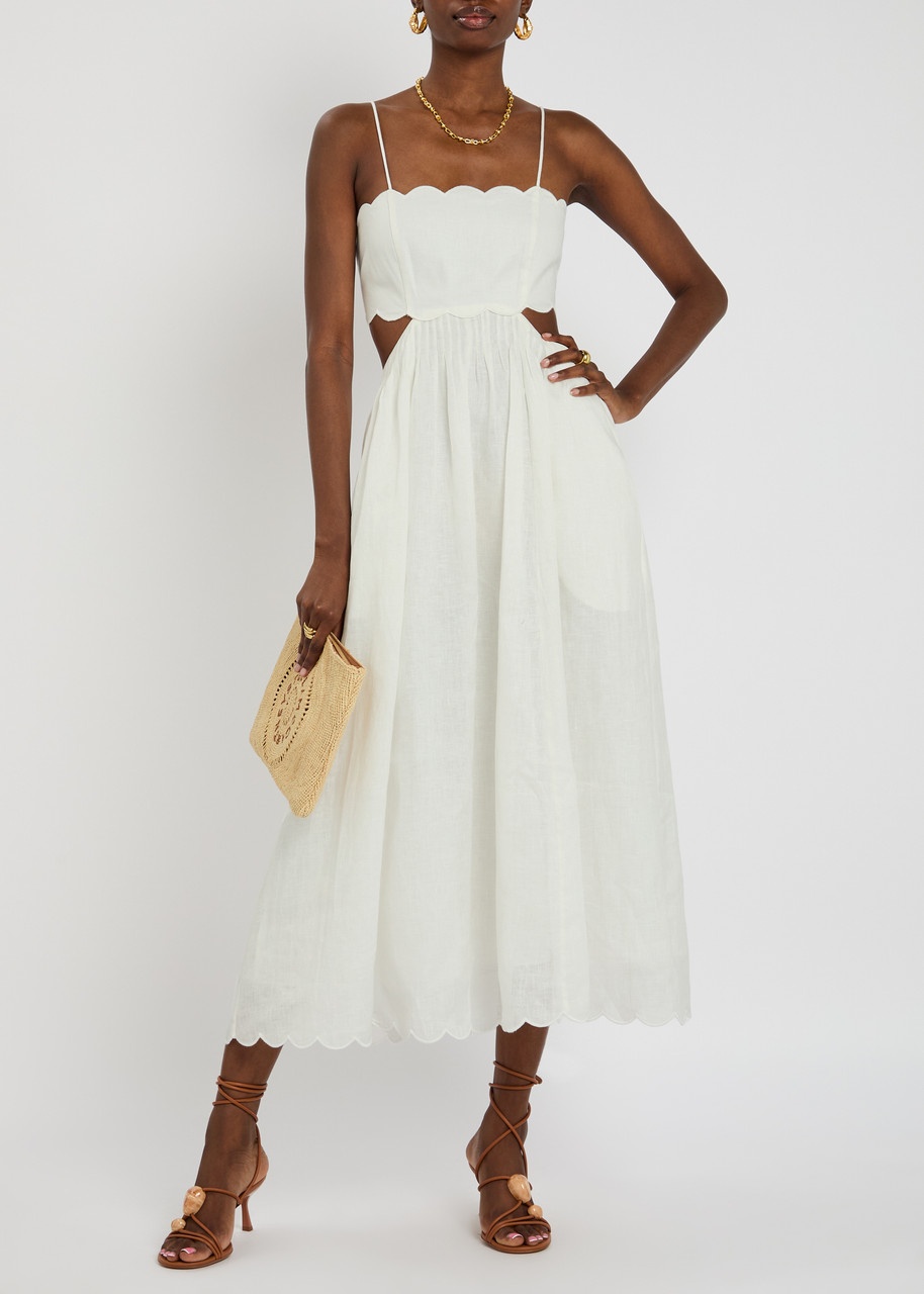 Zimmermann Rhiannon Scallop Linen Midi Dress - 4