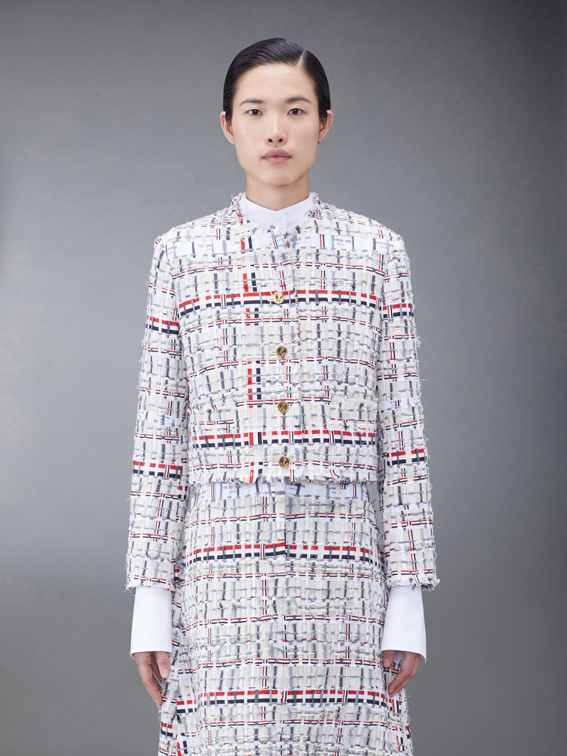 Thom Browne DECONSTRUCTED TWEED BOX PLEAT CARDIGAN JACKET outlook