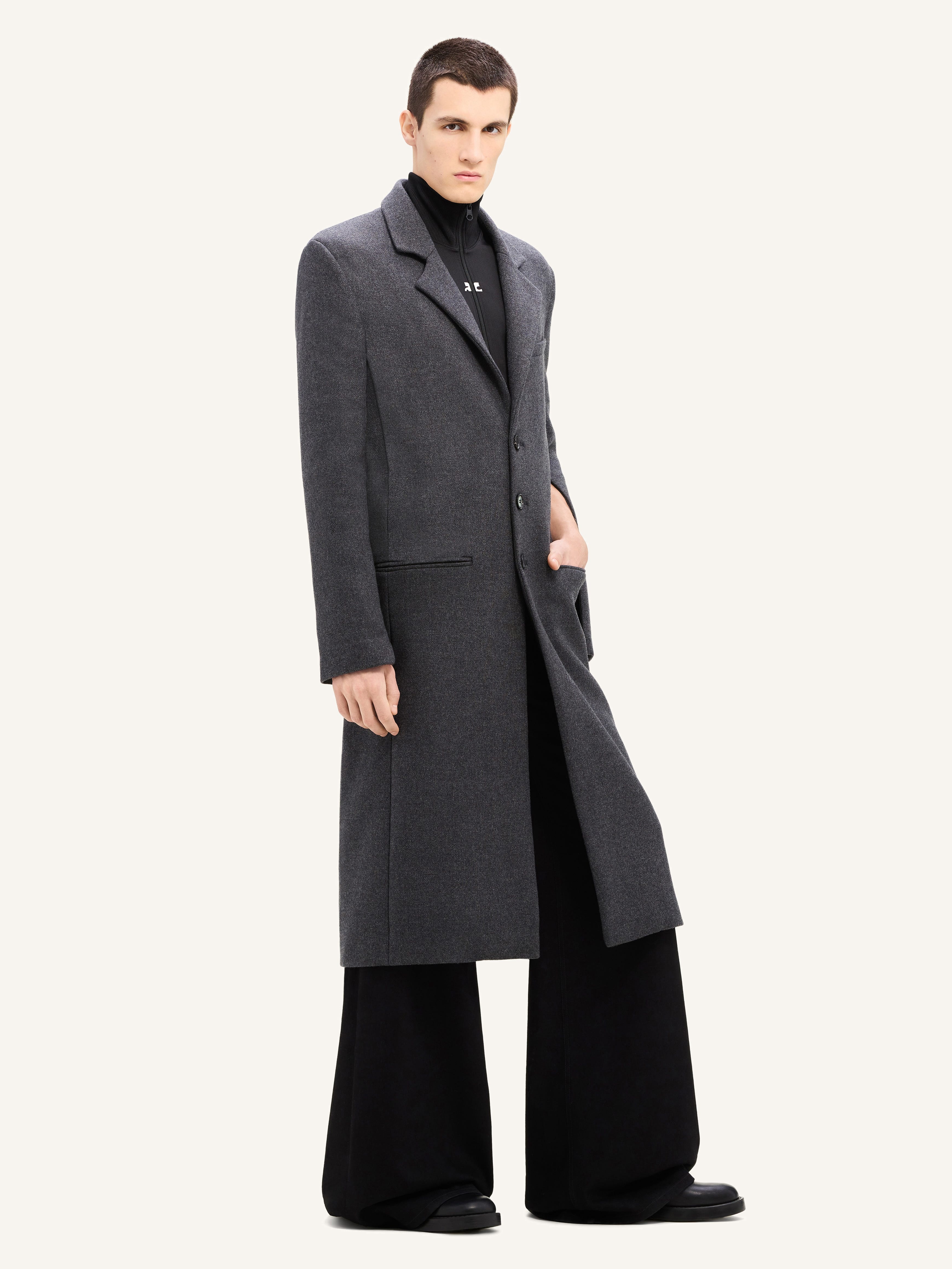 TAILORED WOOL LONG COAT - 4