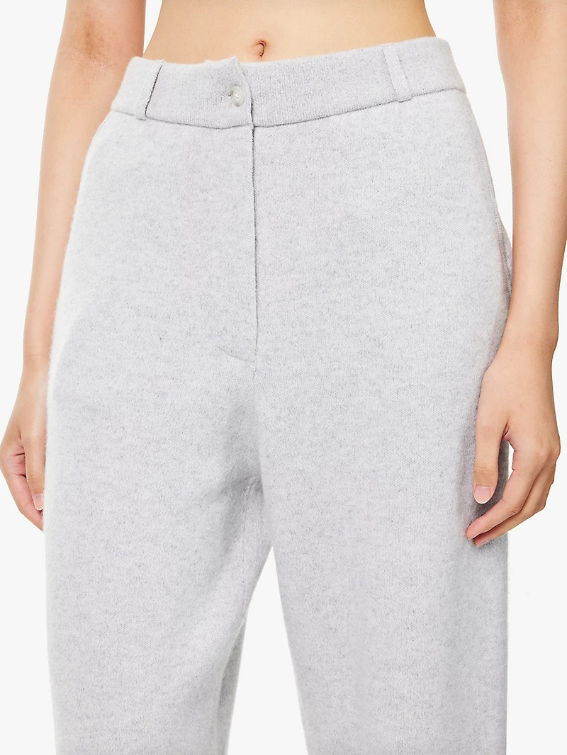 High-rise straight-leg cashmere-blend tailored trousers 5