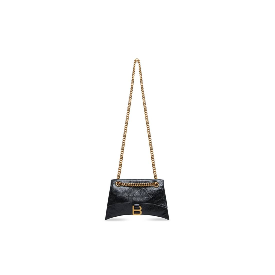 送料込 BALENCIAGA WOMEN'S CRUSH SMALL CHAIN BAG WITH FRABRIC Women's Crush Chain Bag Small in Black | Balenciaga US