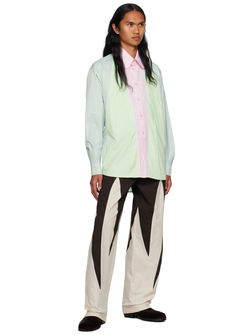 Blue & Green Paneled Shirt - 4