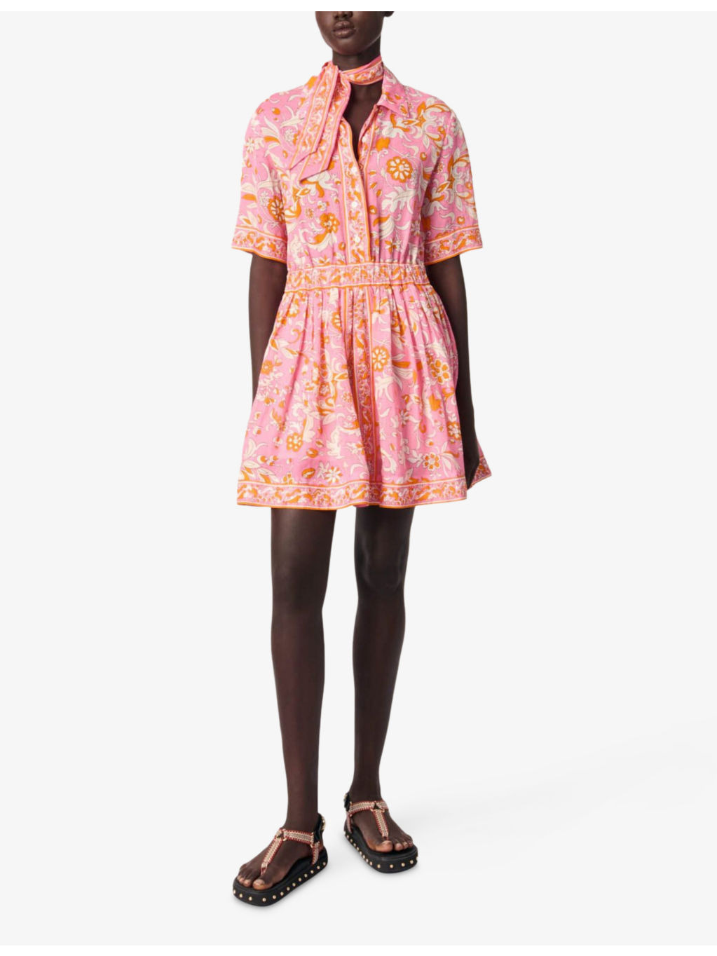 Floral-Print Short-Sleeved Woven Mini Dress - 2