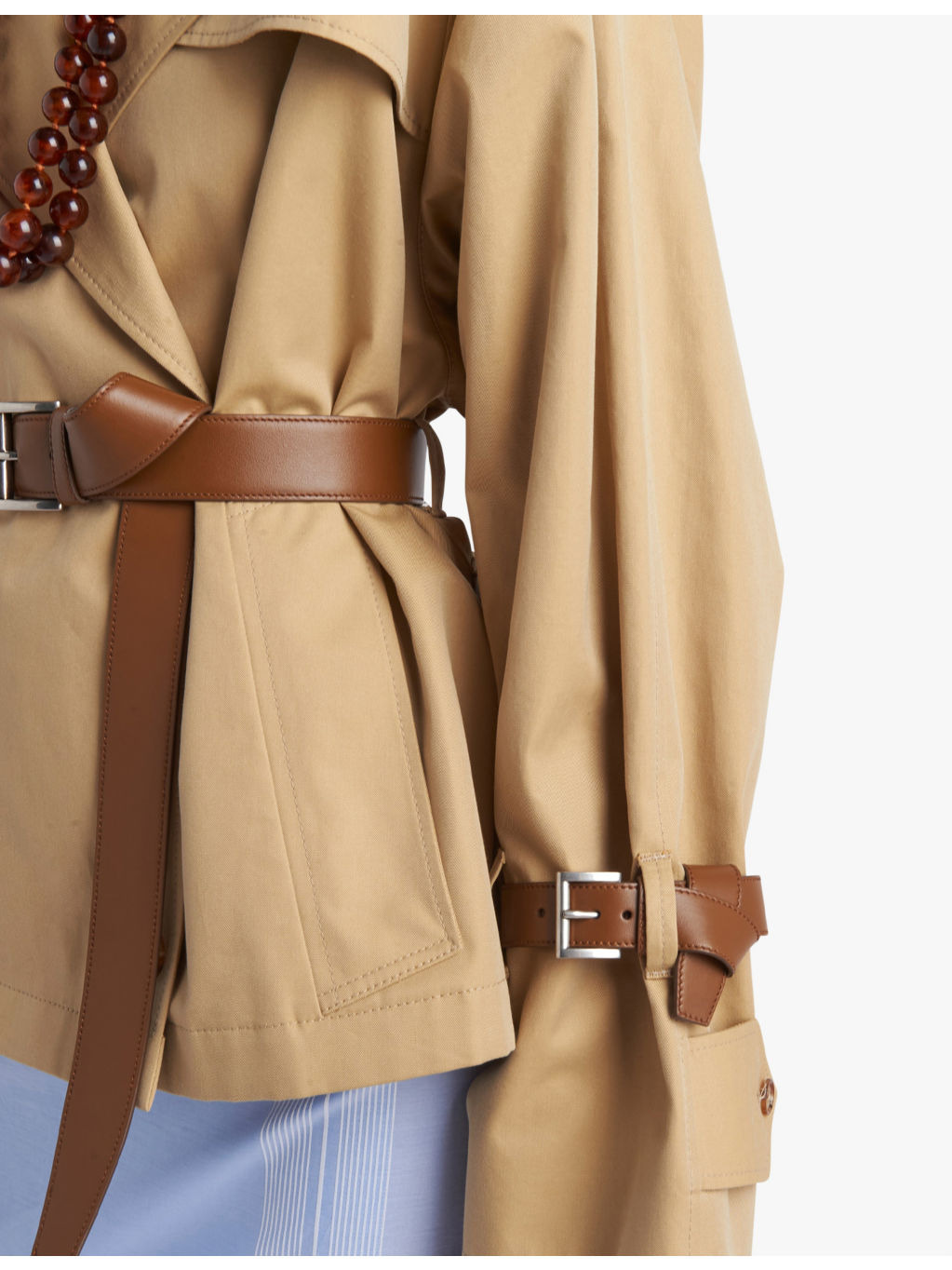 Twill-weave belted cotton trench coat - 3