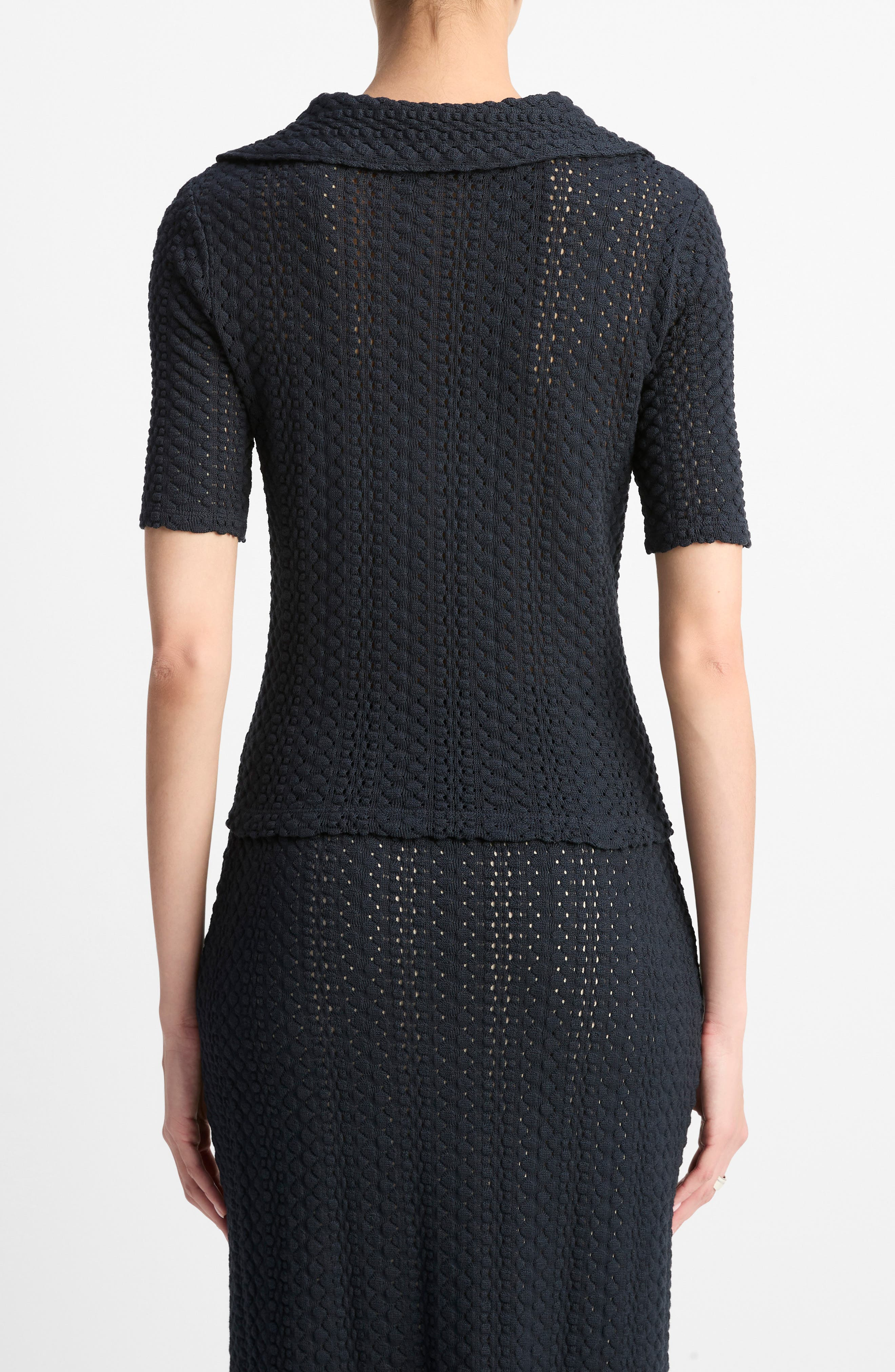Vince Open Stitch Polo Sweater in Coastal at Nordstrom - 4
