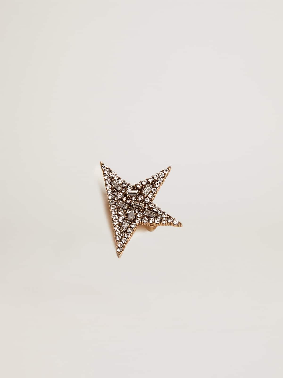 Women's antique gold-colored brooch with decorative crystals - 1