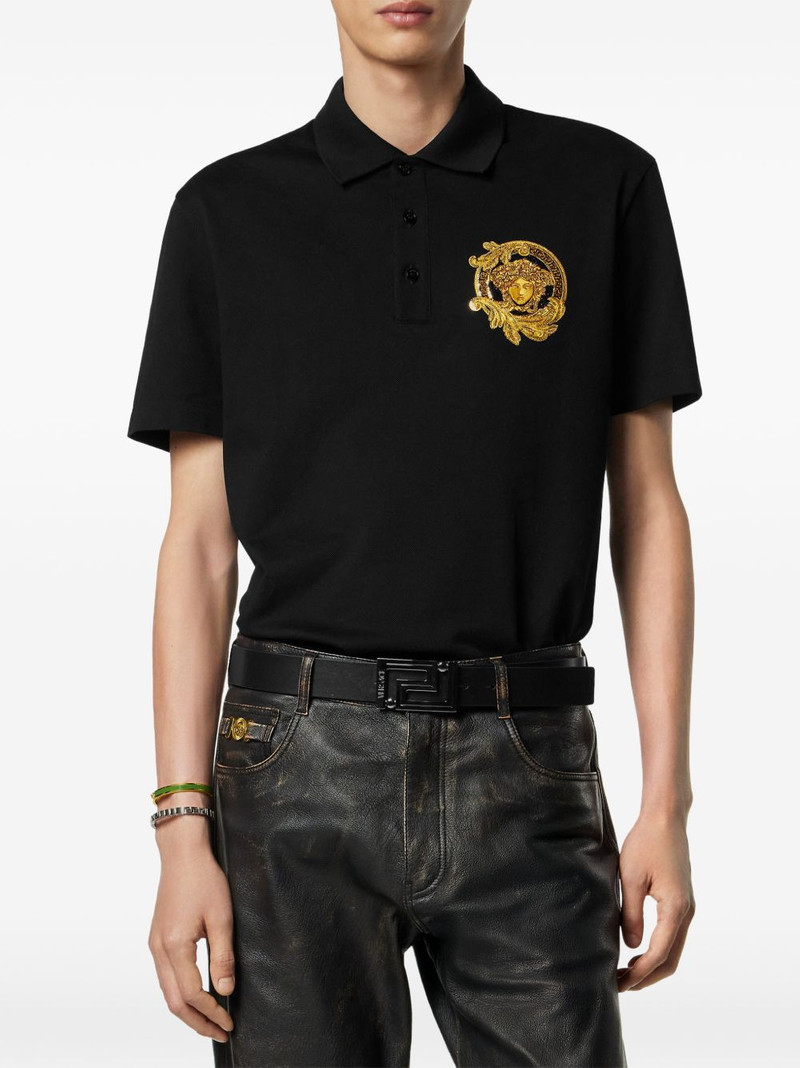 VERSACE Medusa-appliqué polo shirt outlook
