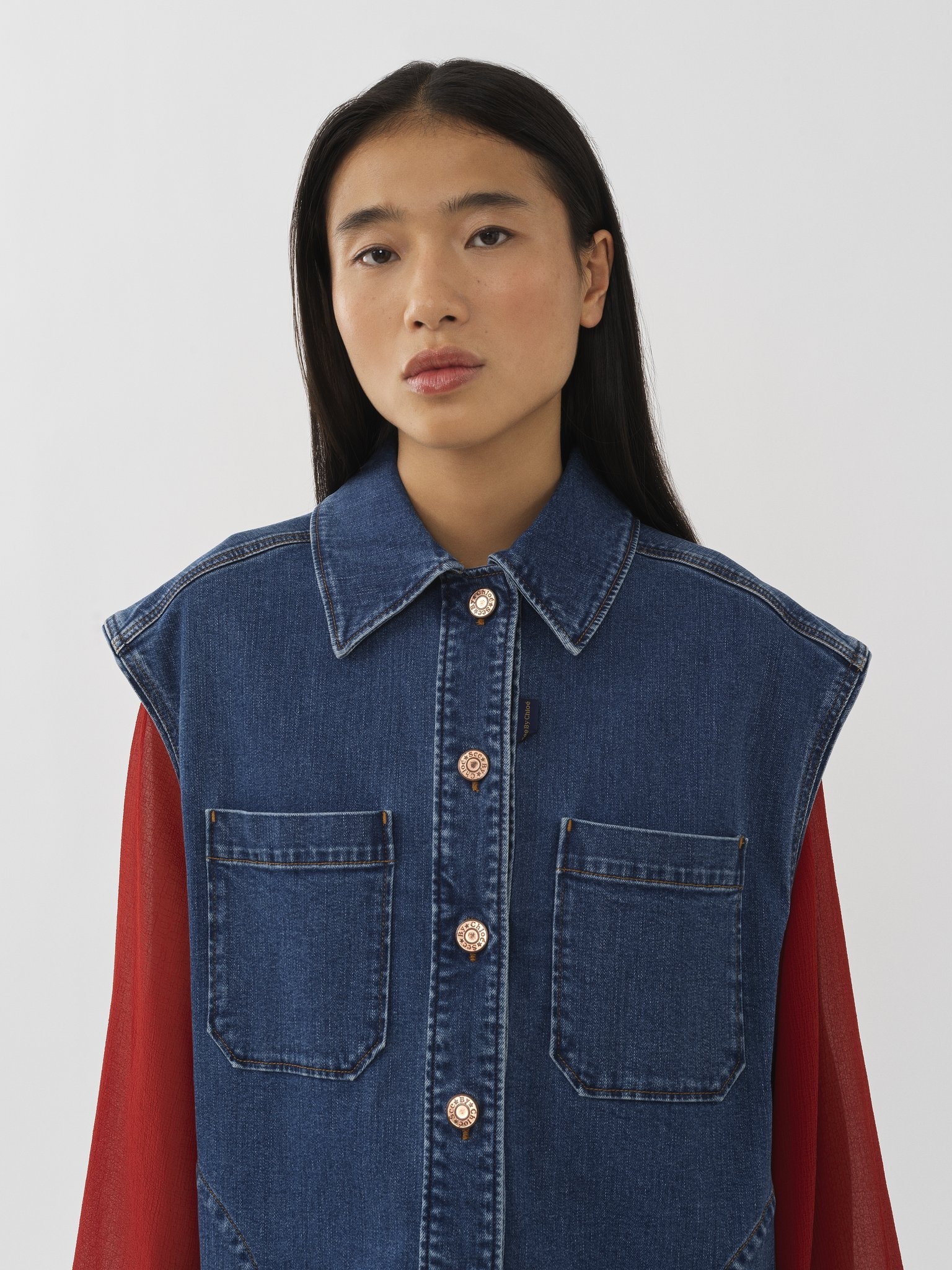 【送料&関税込】See by ChloAC Denim Vest See by Chloé OVERSIZED DENIM VEST | REVERSIBLE
