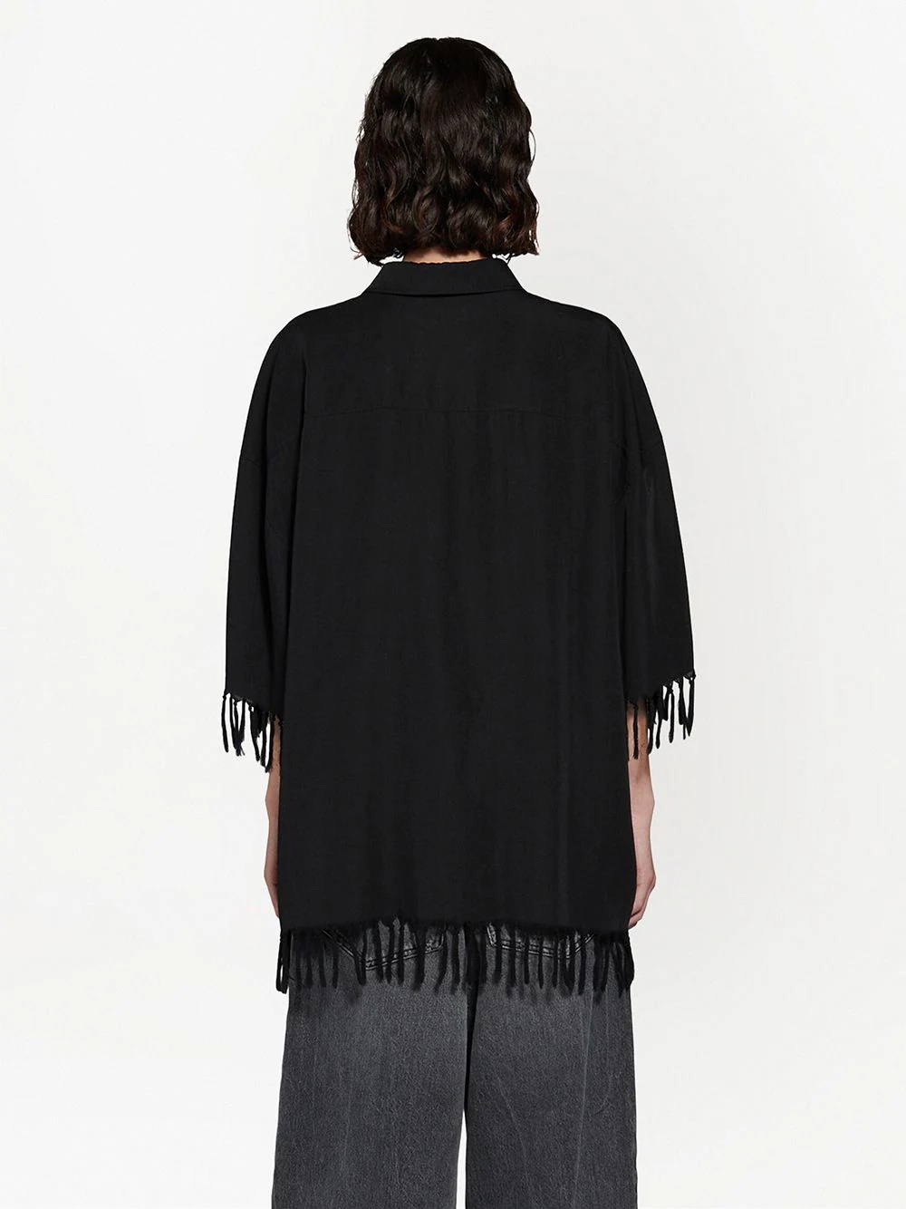 fringe-detail short-sleeve shirt - 4