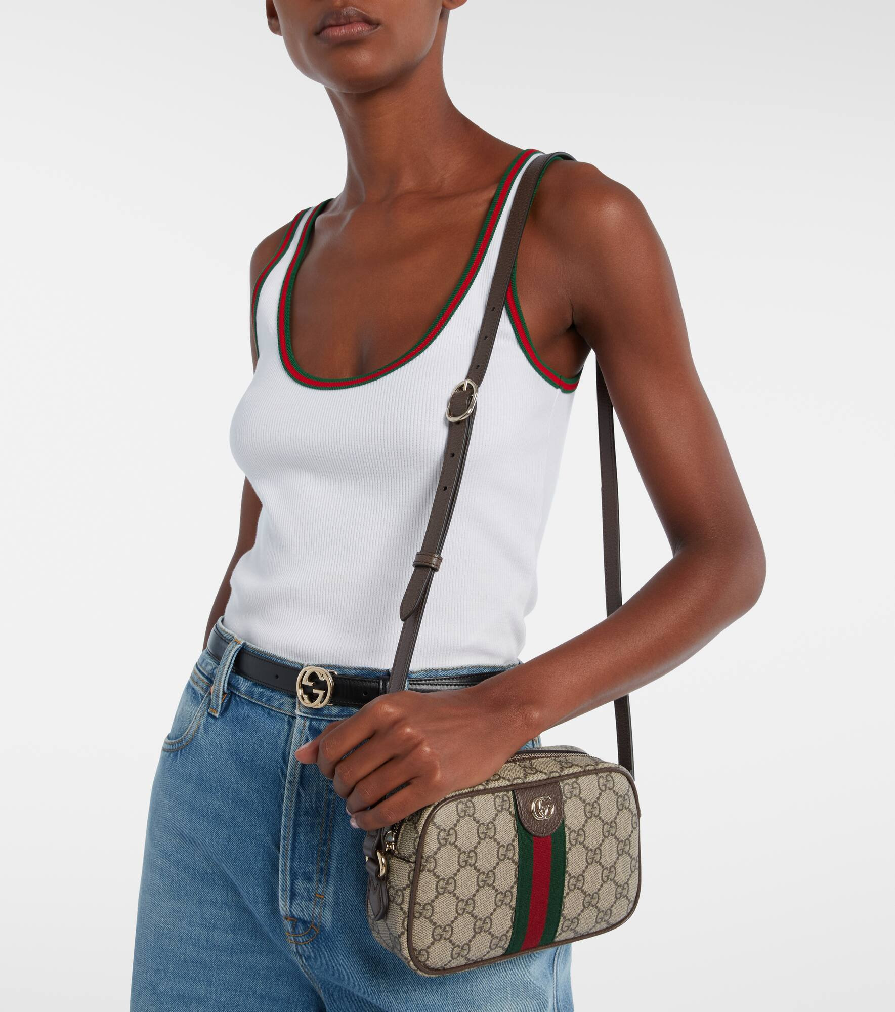 Ophidia Small leather-trimmed crossbody bag - 7