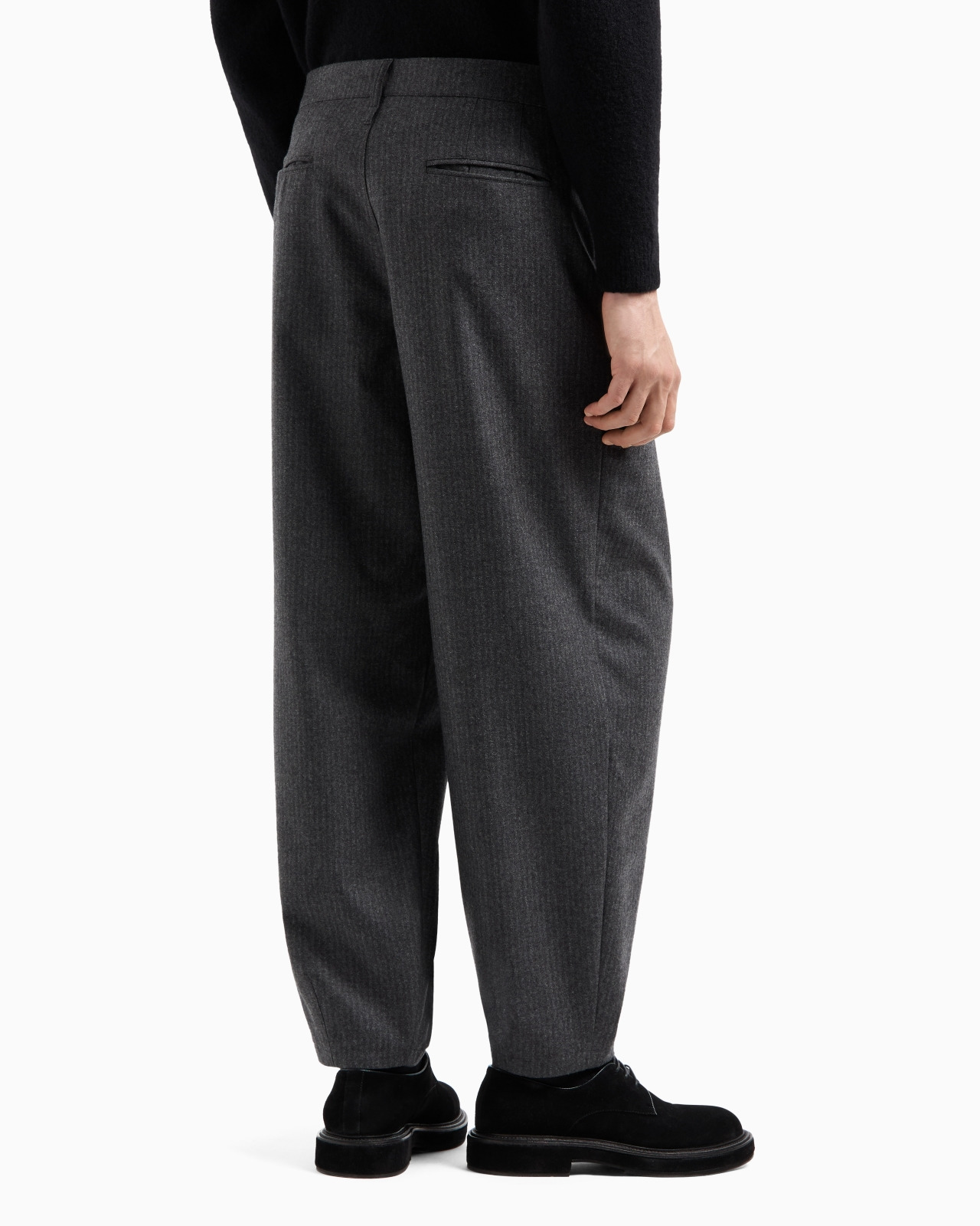 Virgin-wool and cashmere single-pleat trousers with jacquard pinstripes - 3