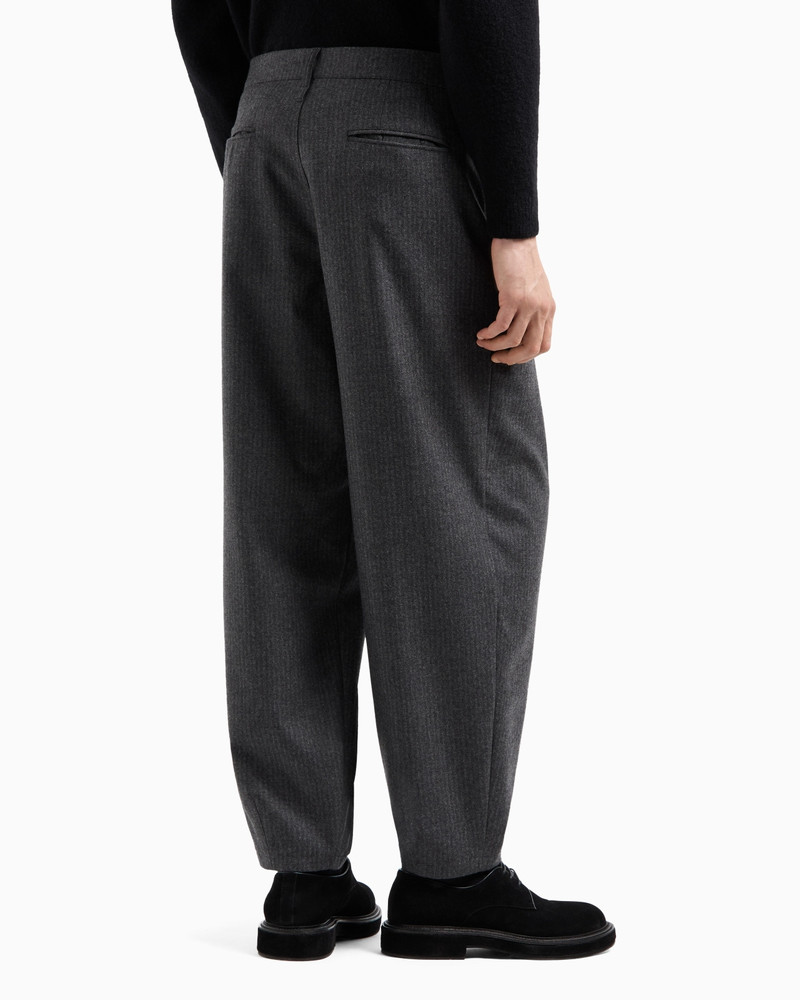 Virgin-wool and cashmere single-pleat trousers with jacquard pinstripes 3