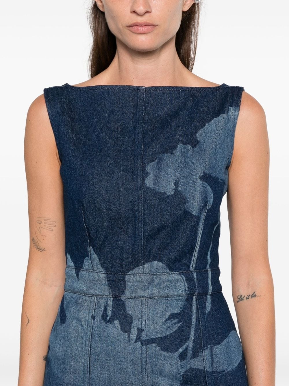 flared denim midi dress - 5