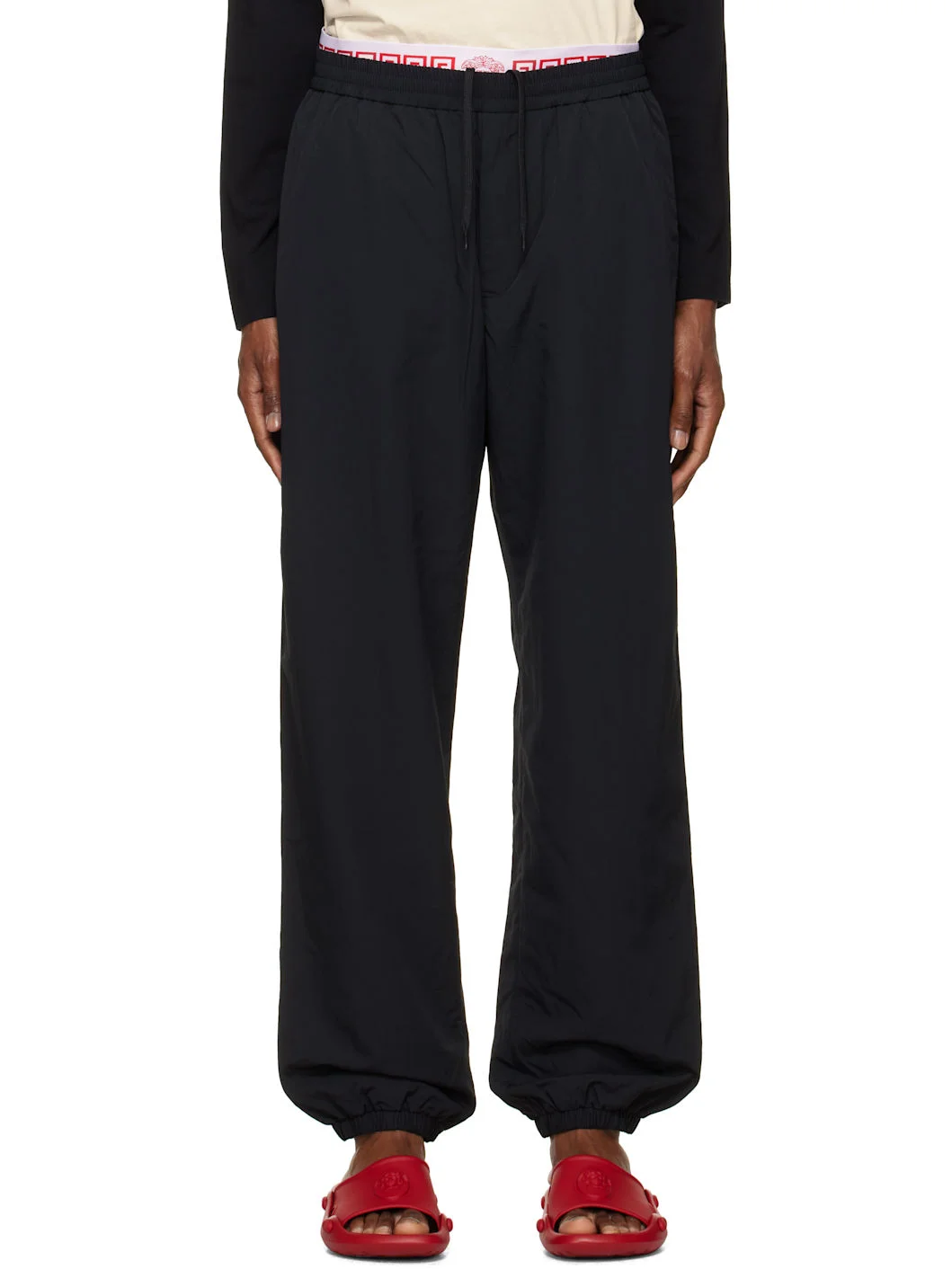 Black Nylon Jogger Track Pants - 1
