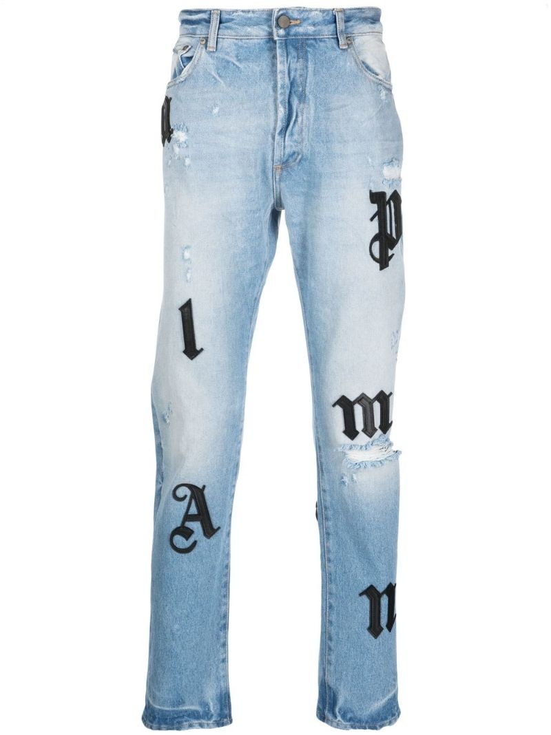 logo-patches straight-leg jeans - 1