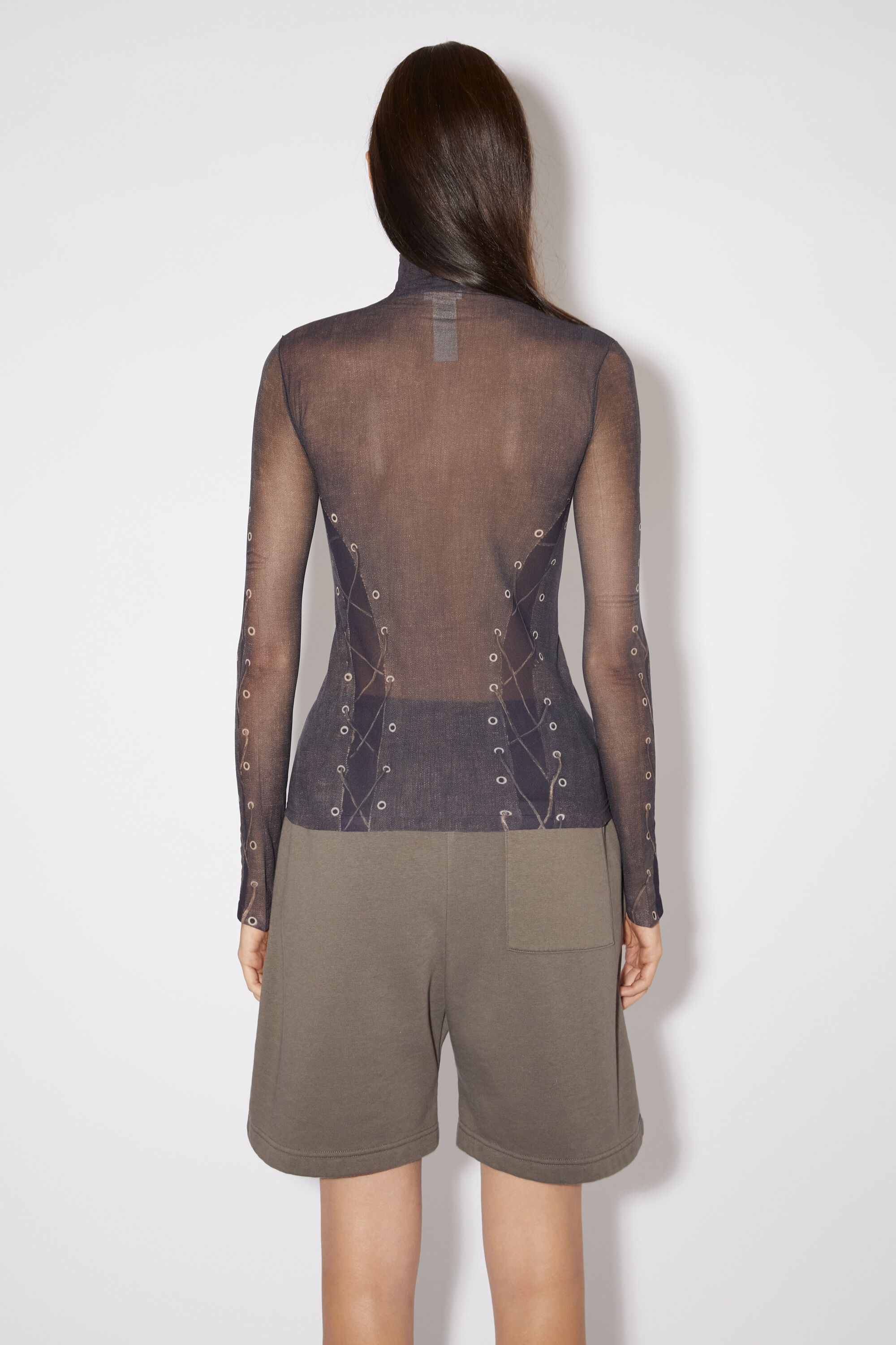 Trompe l'oeil top - Dark brown/beige - 3