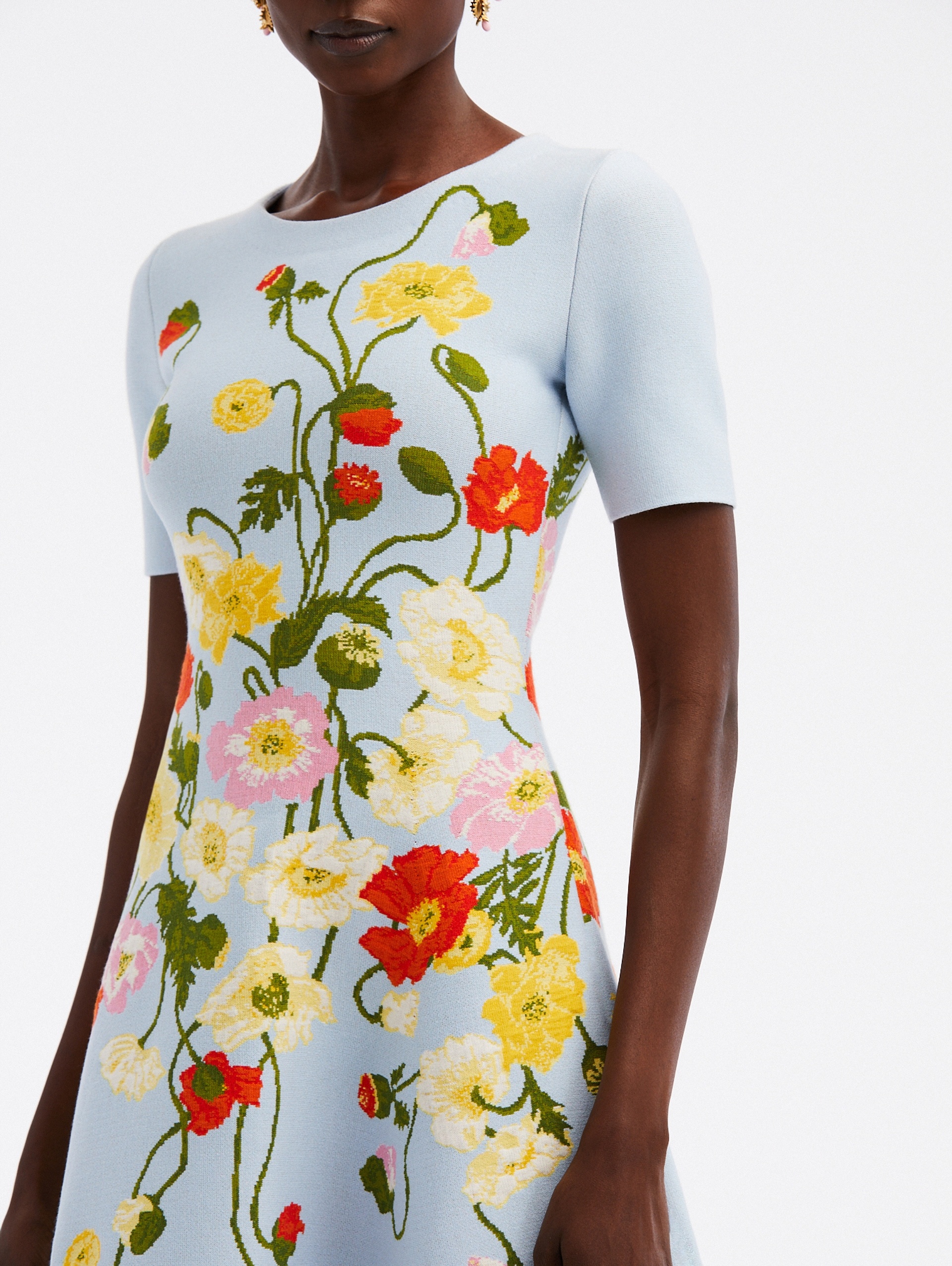 PAINTED POPPIES JACQUARD DRESS - 4