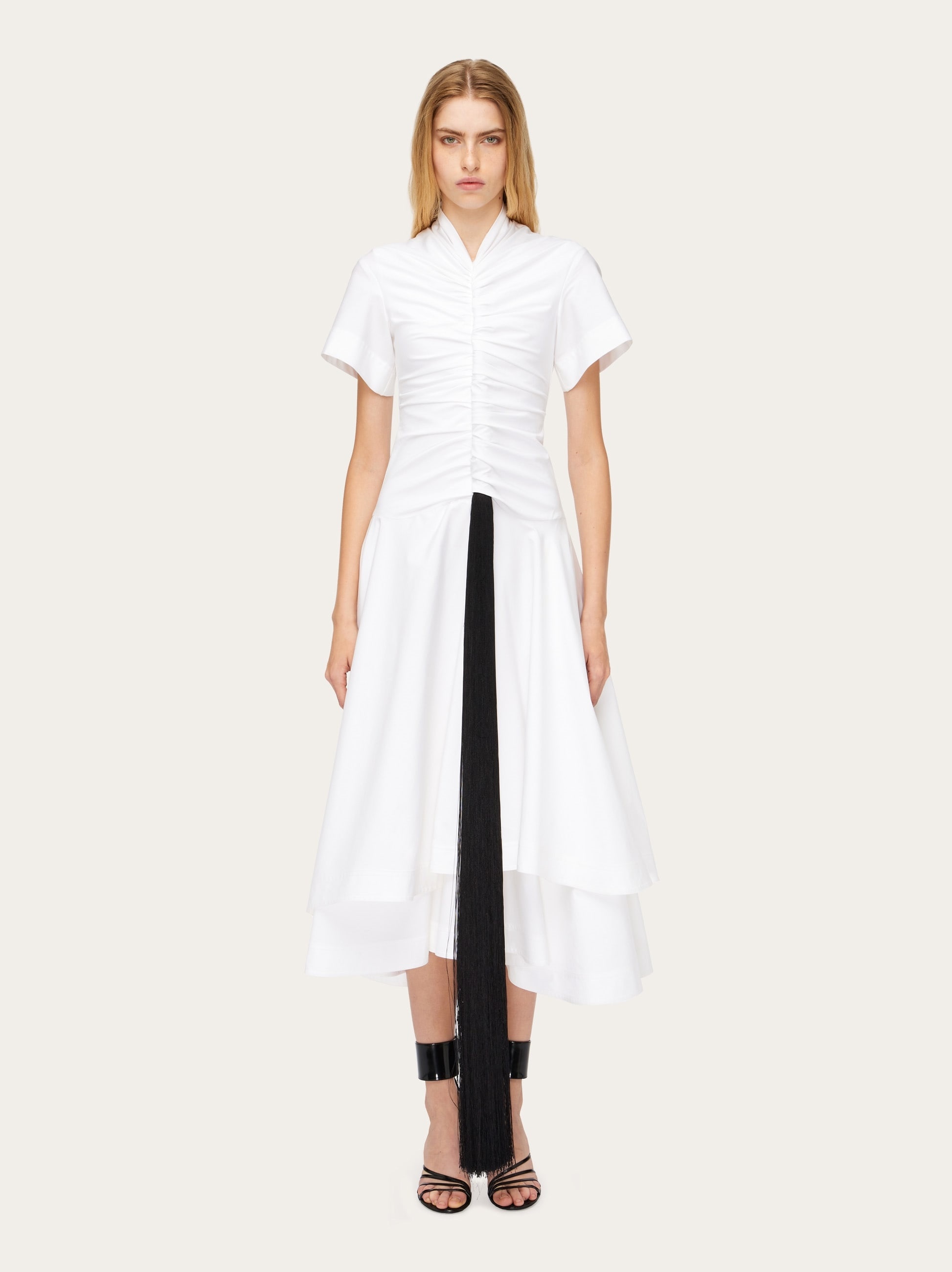 Short sleeved dress with front tassel - 7