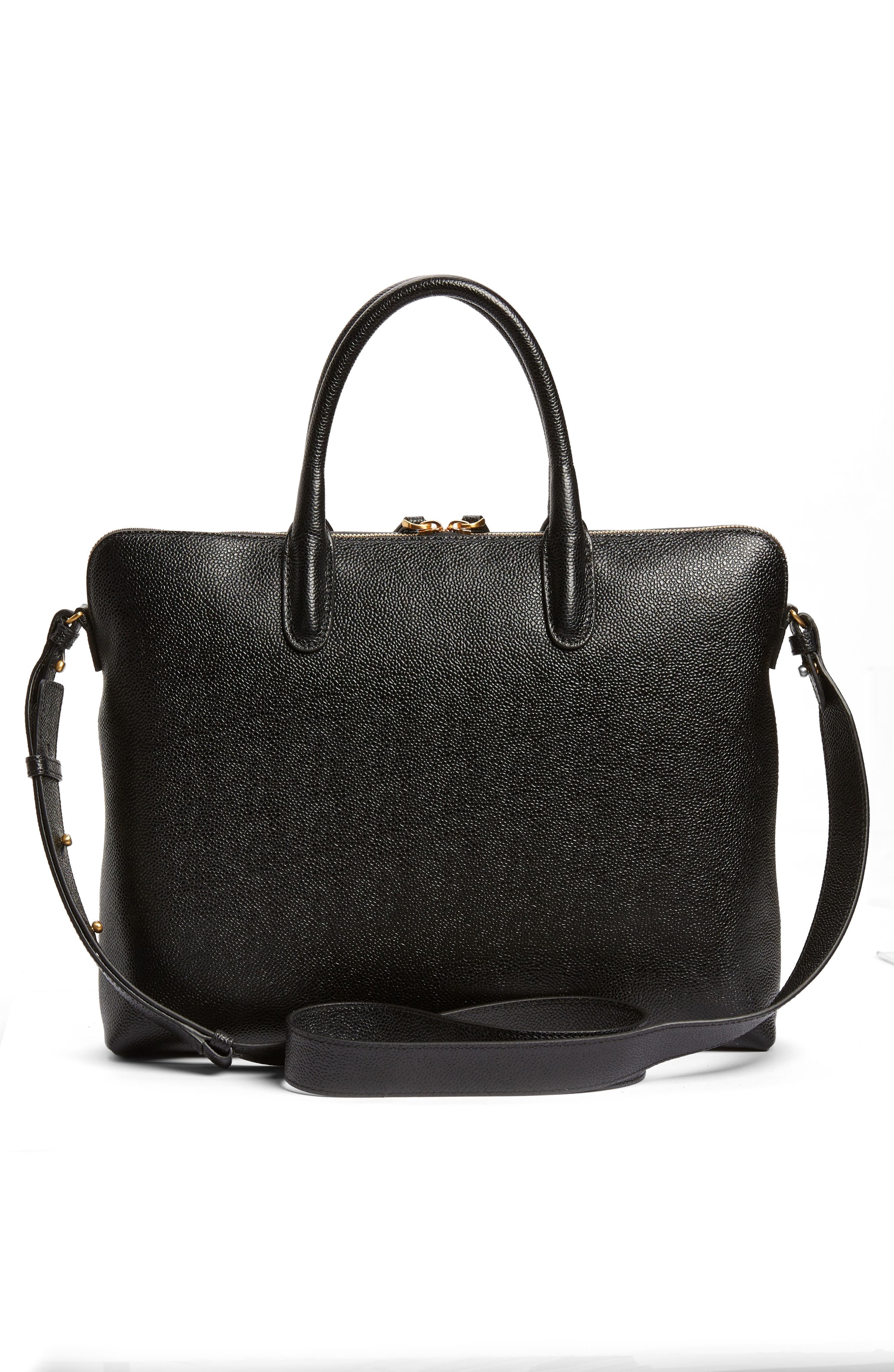 Thom Browne Slim Pebbled Leather Briefcase in Black at Nordstrom - 2