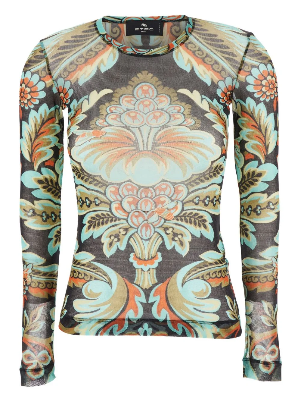 paisley-print mesh top - 1
