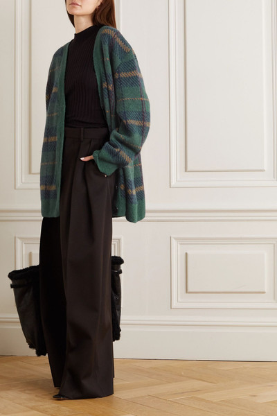 Dries Van Noten Oversized checked alpaca-blend cardigan outlook