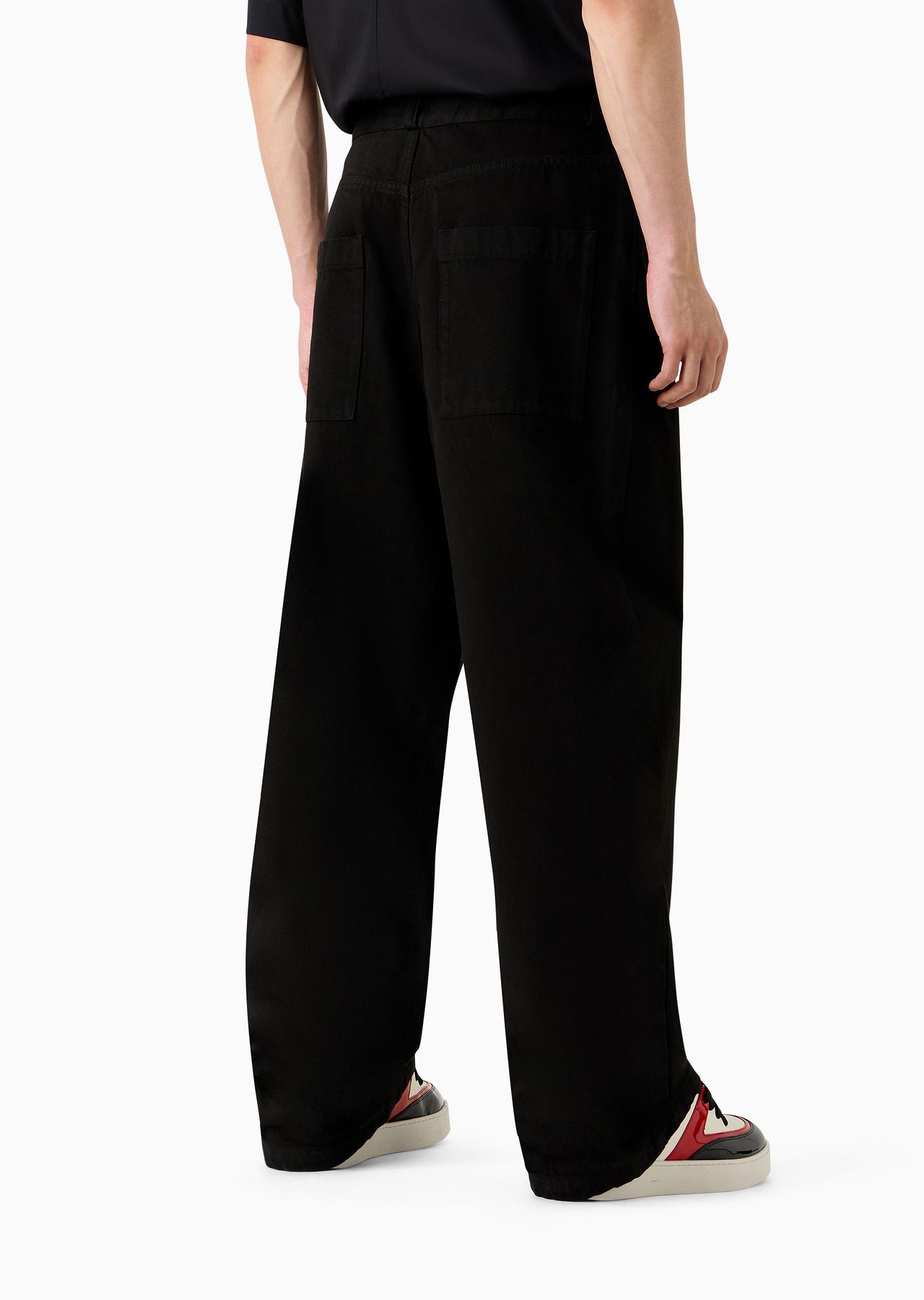 Garment-dyed bull denim baggy pants with Mon Amour print - 3