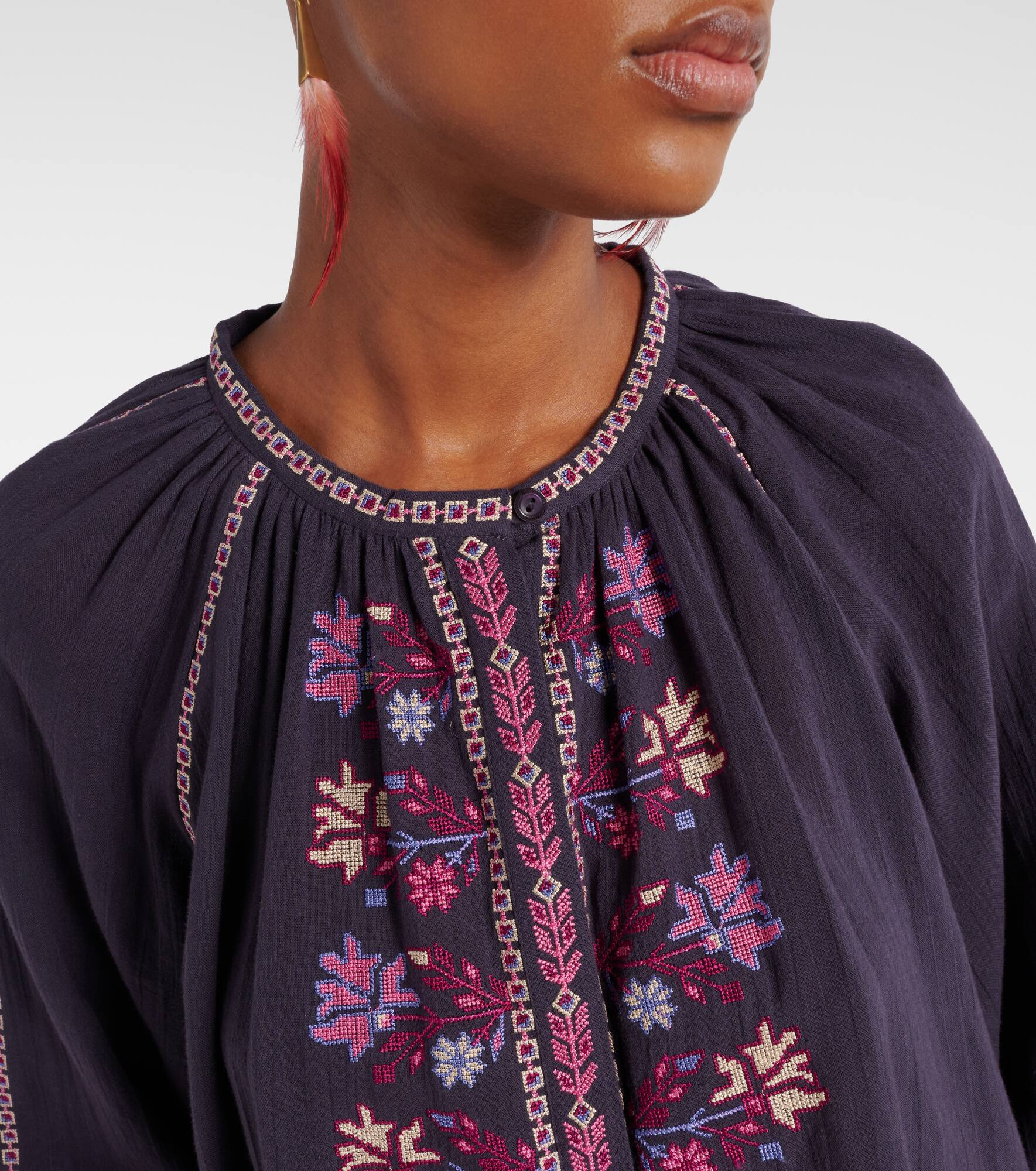 Lynne embroidered cotton blouse - 4