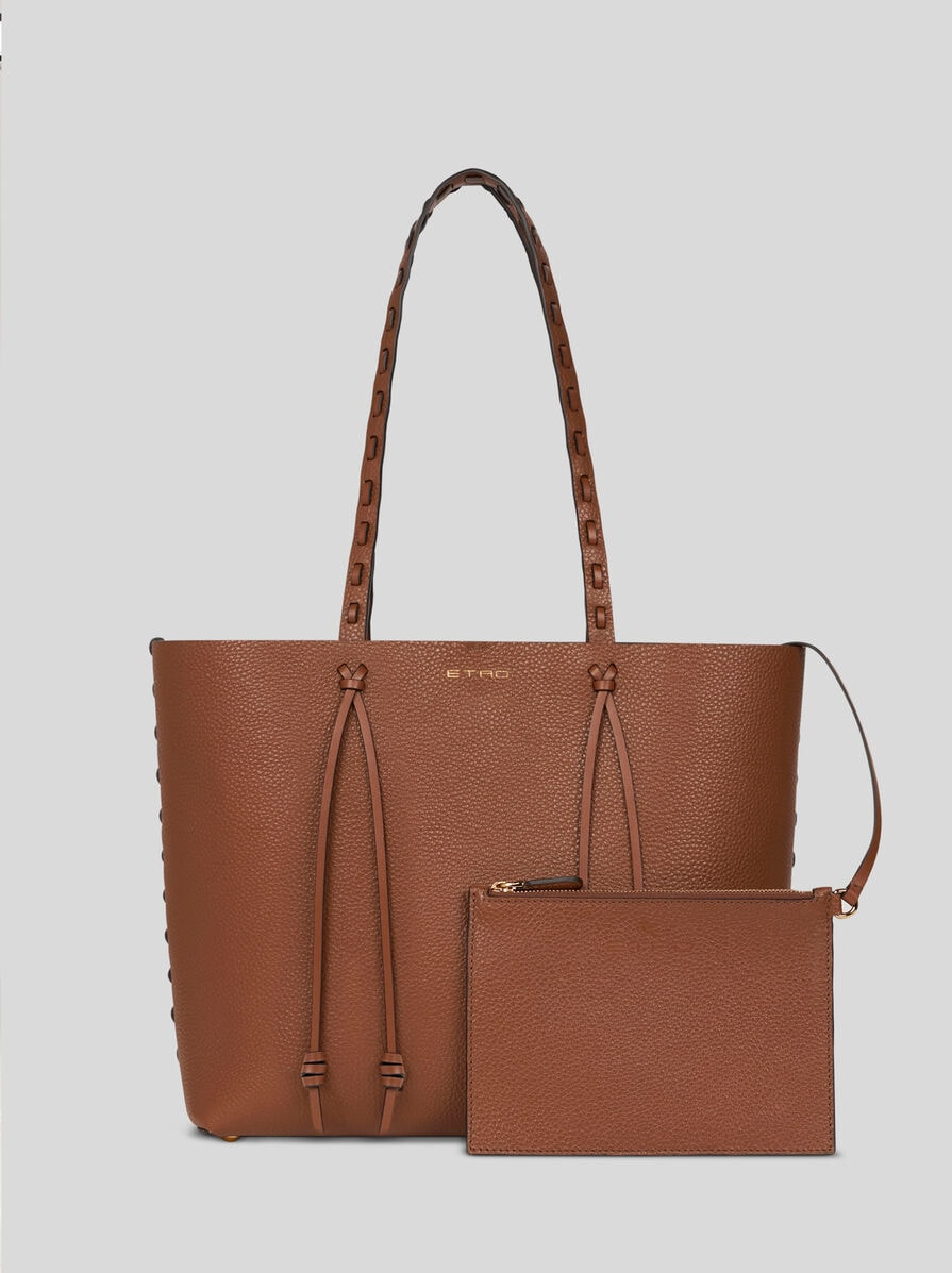 ETRO ESSENTIAL MEDIUM LEATHER TOTE BAG WITH THREADING - 2