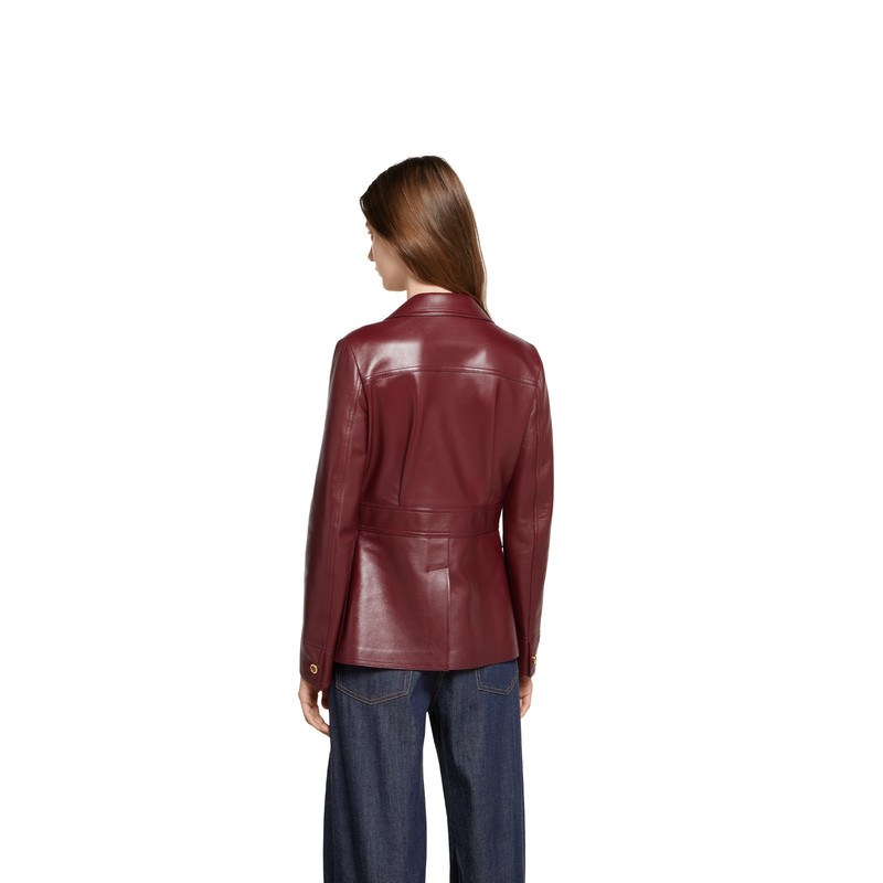 Leather jacket with embossed logo 4