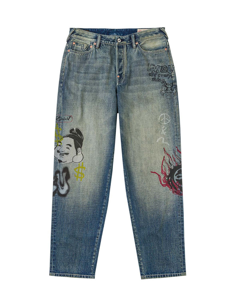 EVISU Allover Graffiti Printed Denim Jeans #2030 outlook