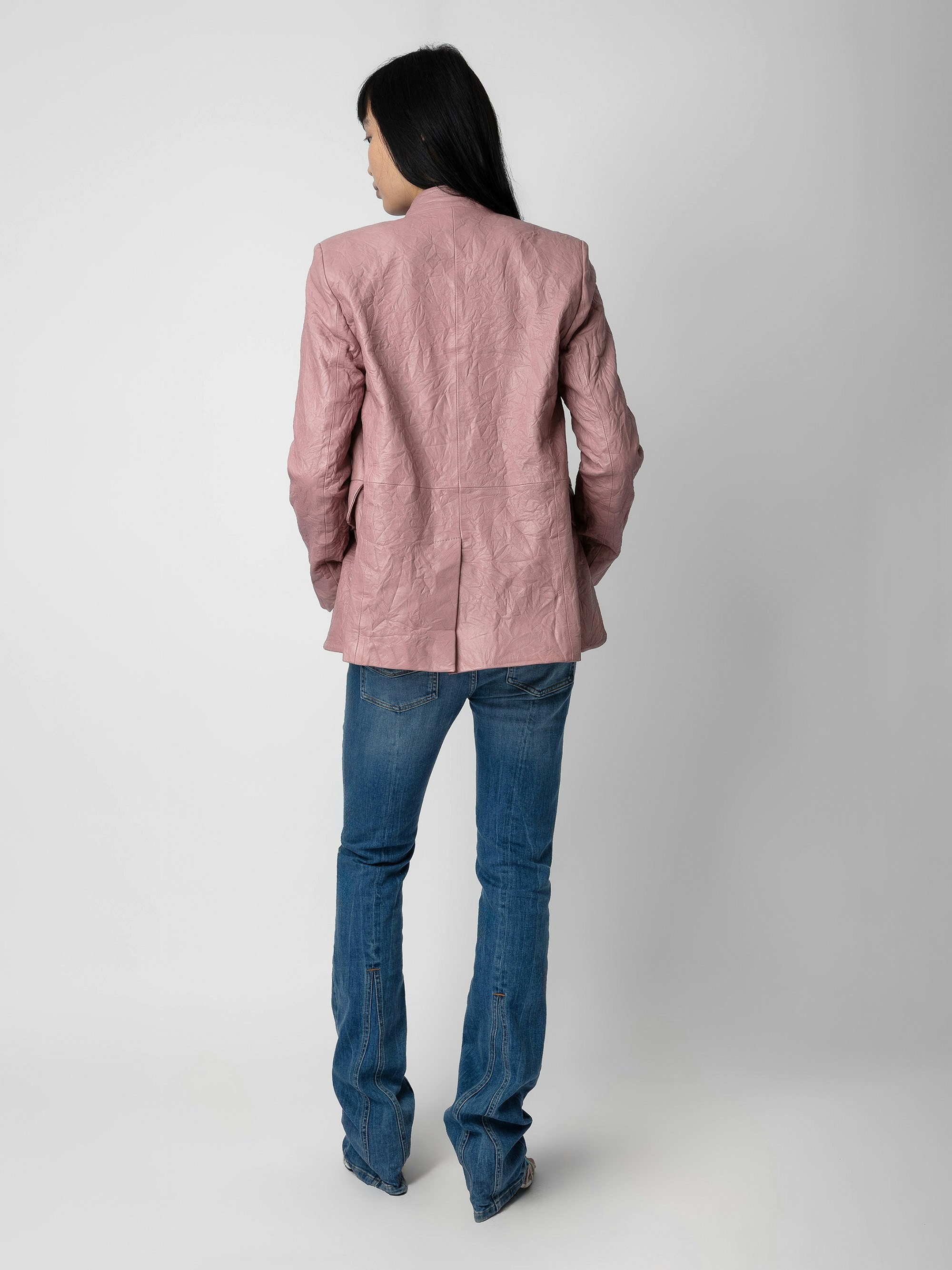 Very Crinkled Leather Blazer - 3
