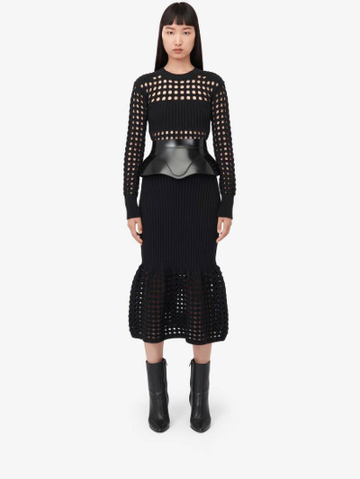 Alexander McQueen Women's Knitted Mesh Midi Dress in Black outlook