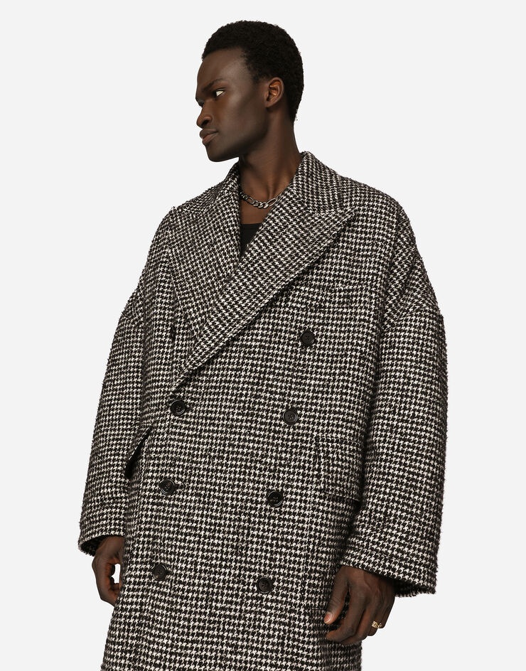 Double-breasted wool houndstooth coat - 4