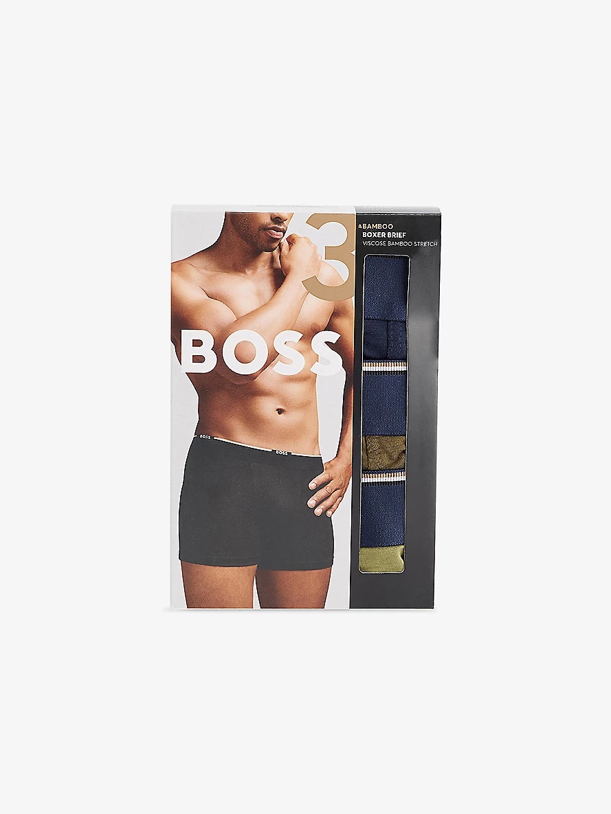 Branded-Waistband Three-Pack Bamboo Jersey Boxer Briefs - 2