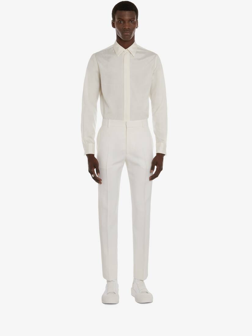 Cotton Gabardine Trouser in White - 2