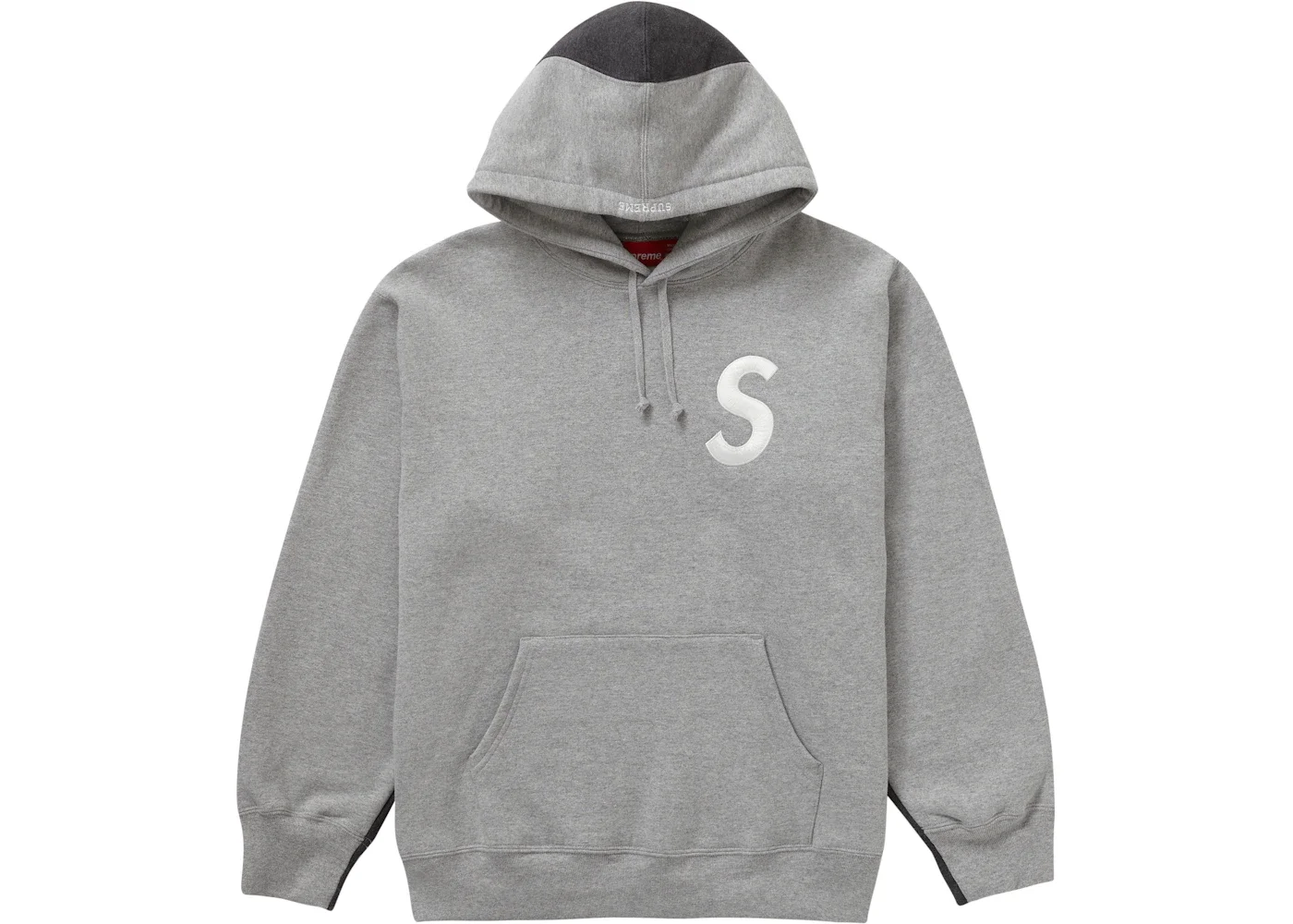 Supreme S Logo Split Hooded Sweatshirt Heather Grey - 1
