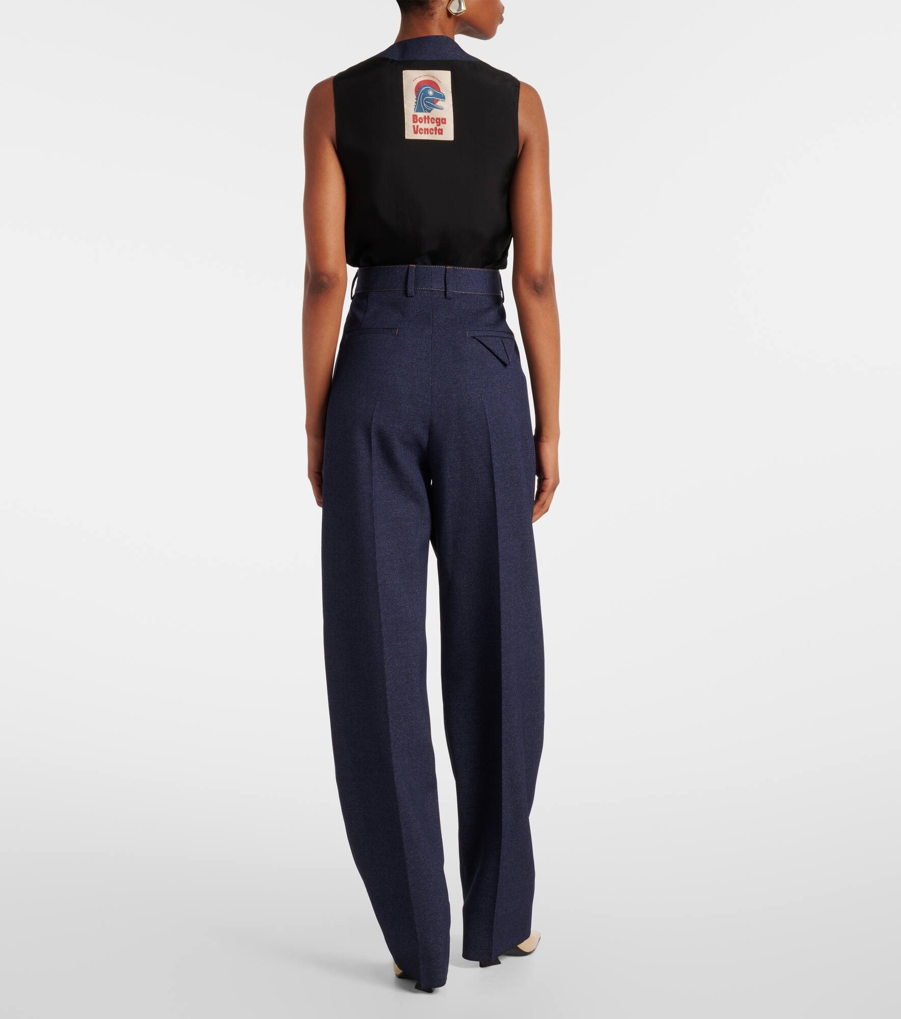 Melange wool straight pants - 3